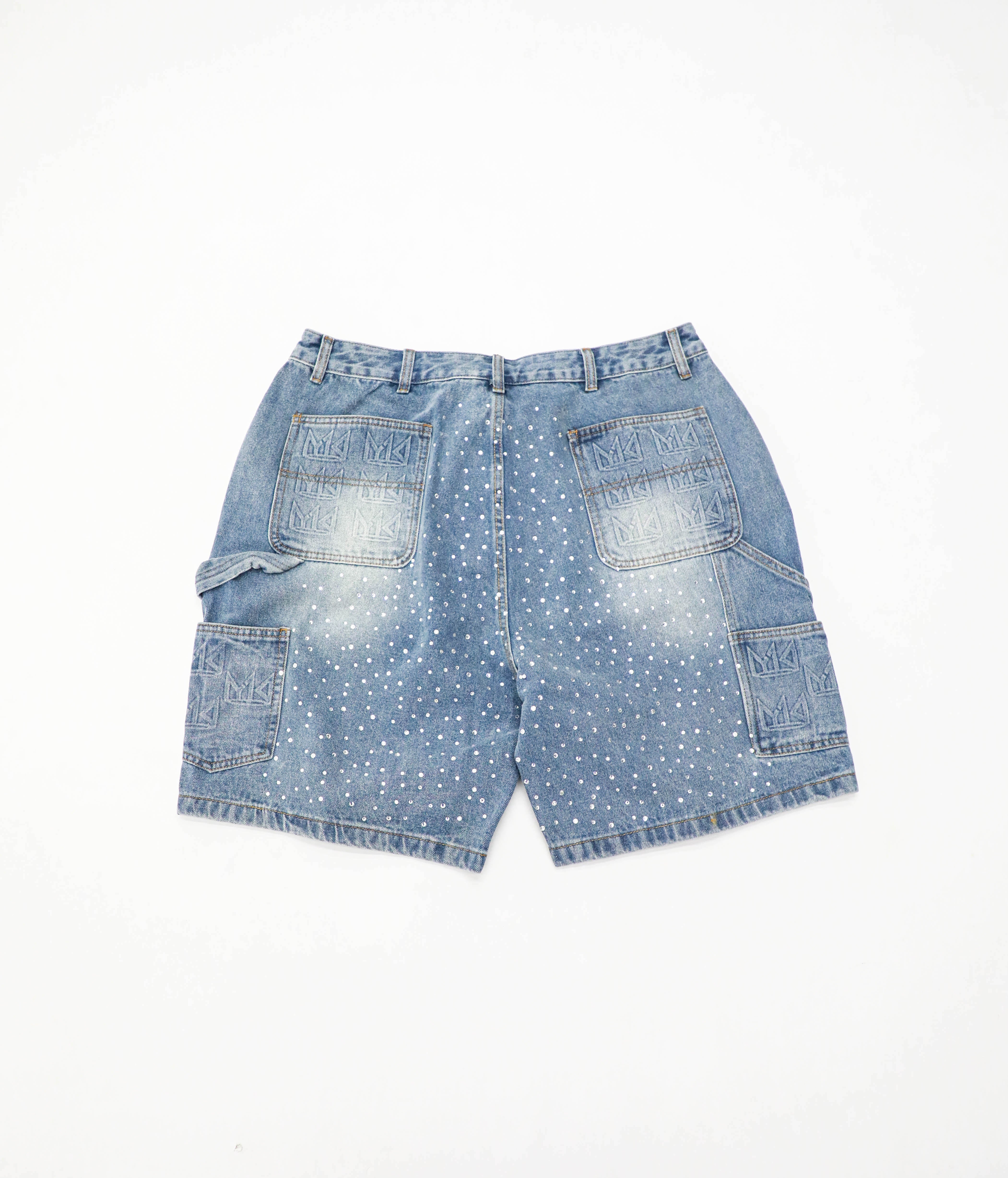 YK1K Embellished Denim Workwear Shorts