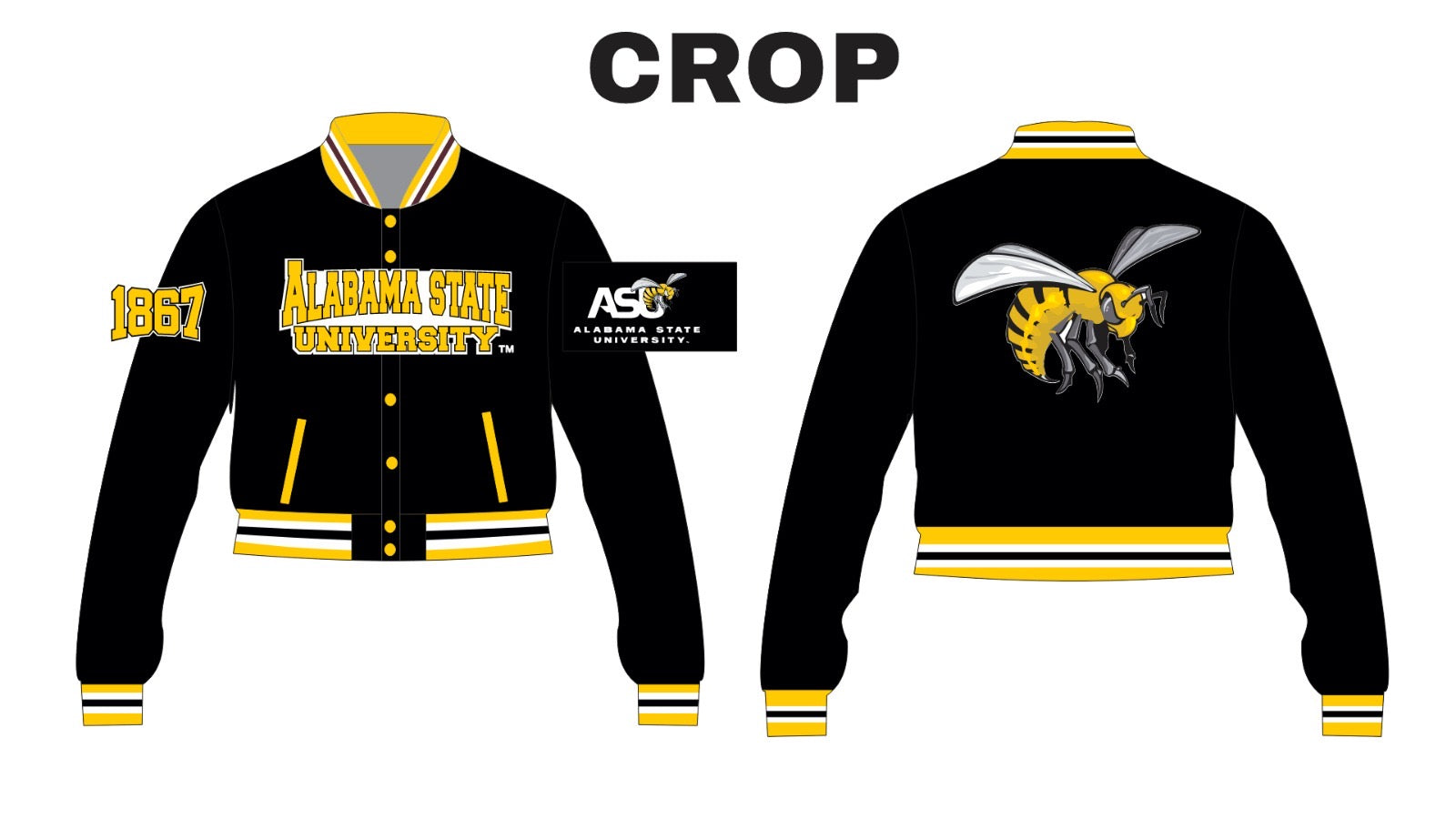 ALABAMA STATE UNIVERSITY YK1K SATIN VARSITY JACKET CROPPED PRE-ORDER