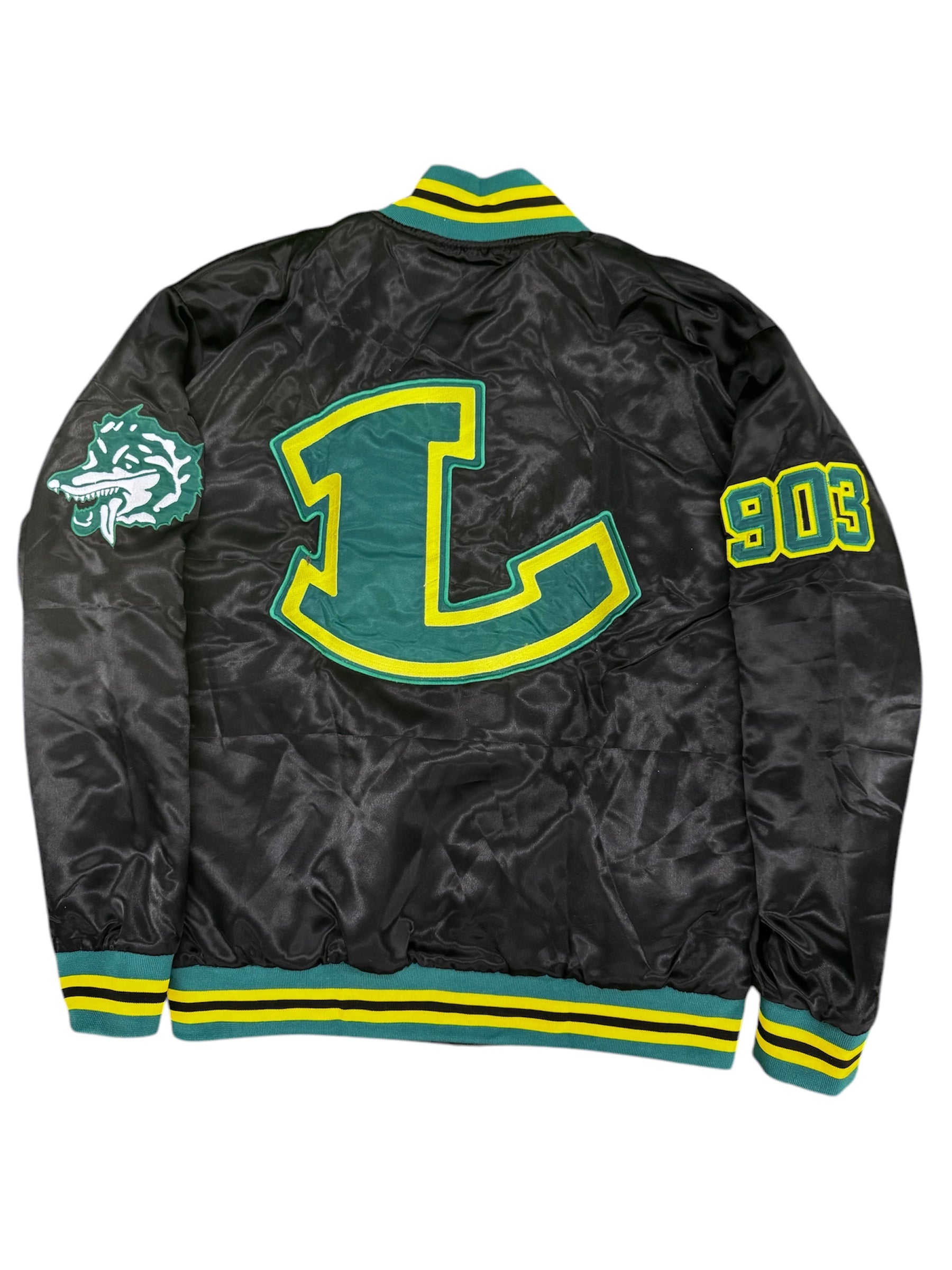 LONGVIEW LOBOS YK1K SATIN VARSITY JACKET