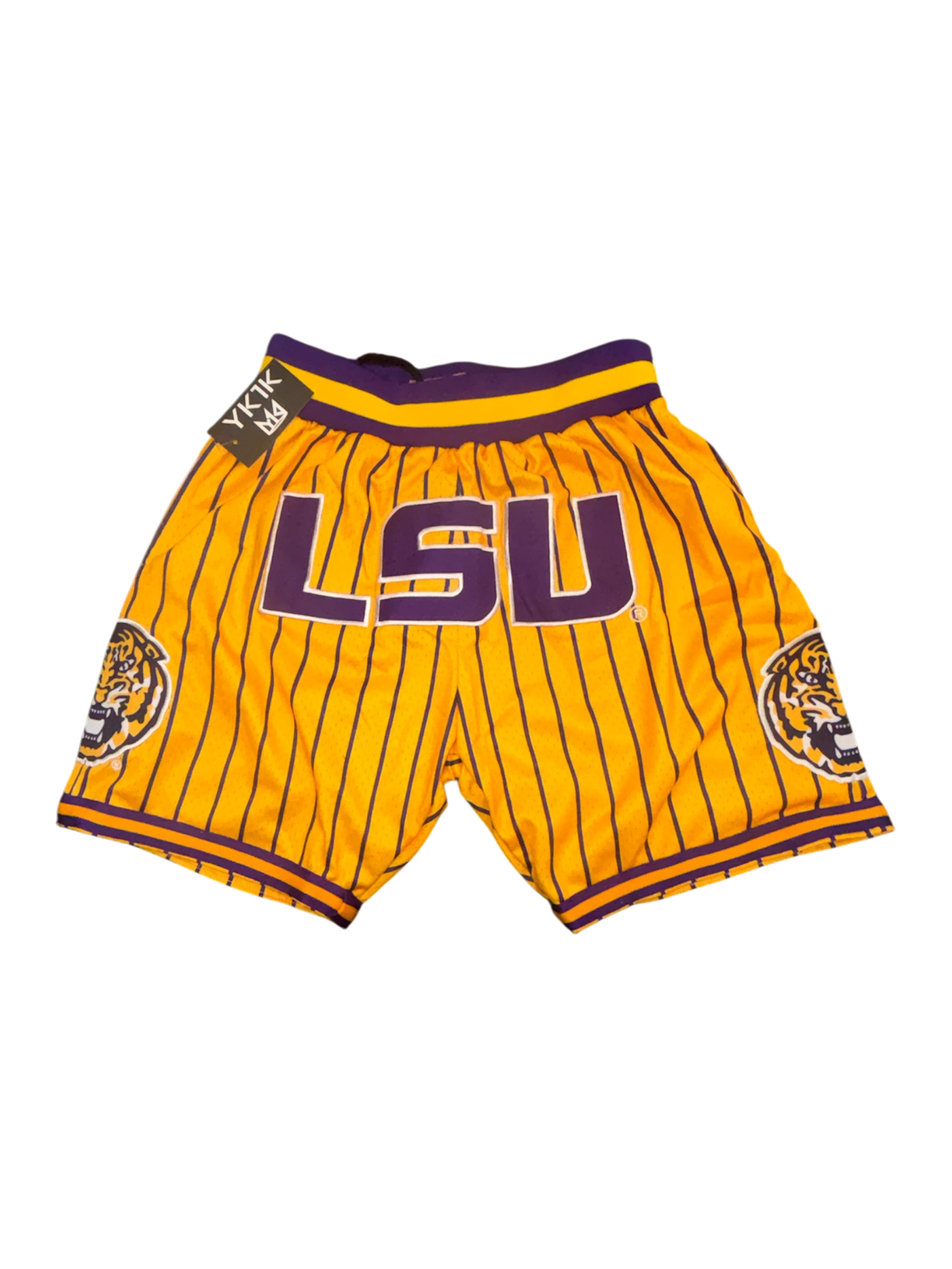 GOLD LSU PURPLE PINSTRIPE BASKETBALL SHORTS