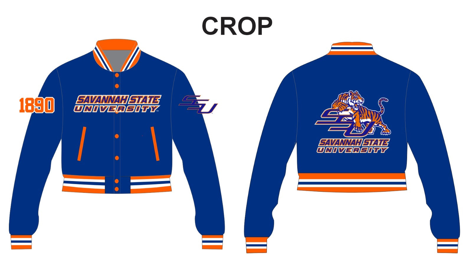 Savannah State University YK1K SATIN VARSITY JACKET CROPPED PRE-ORDER