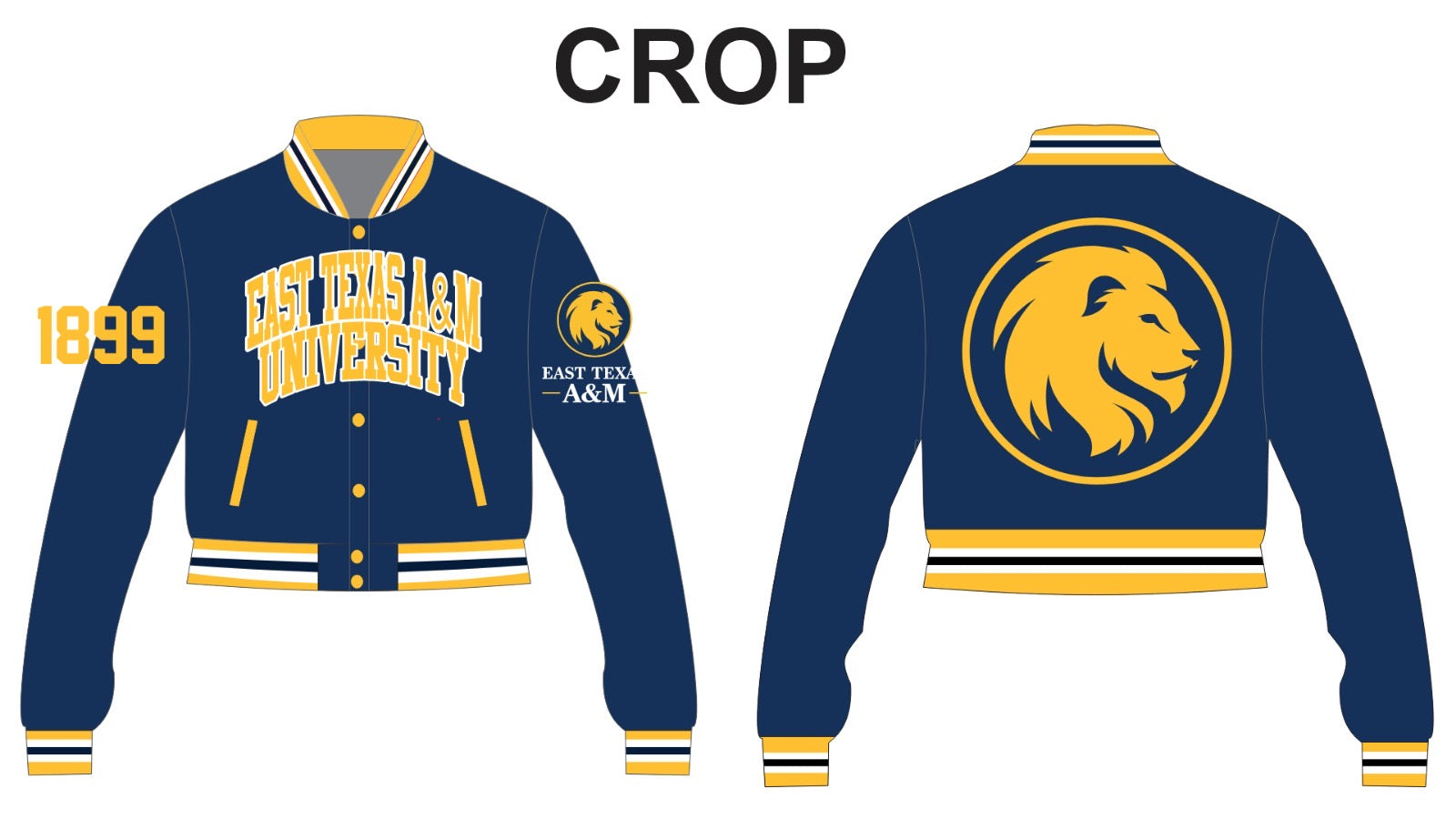 East Texas A&M University University YK1K SATIN VARSITY JACKET CROPPED PRE-ORDER