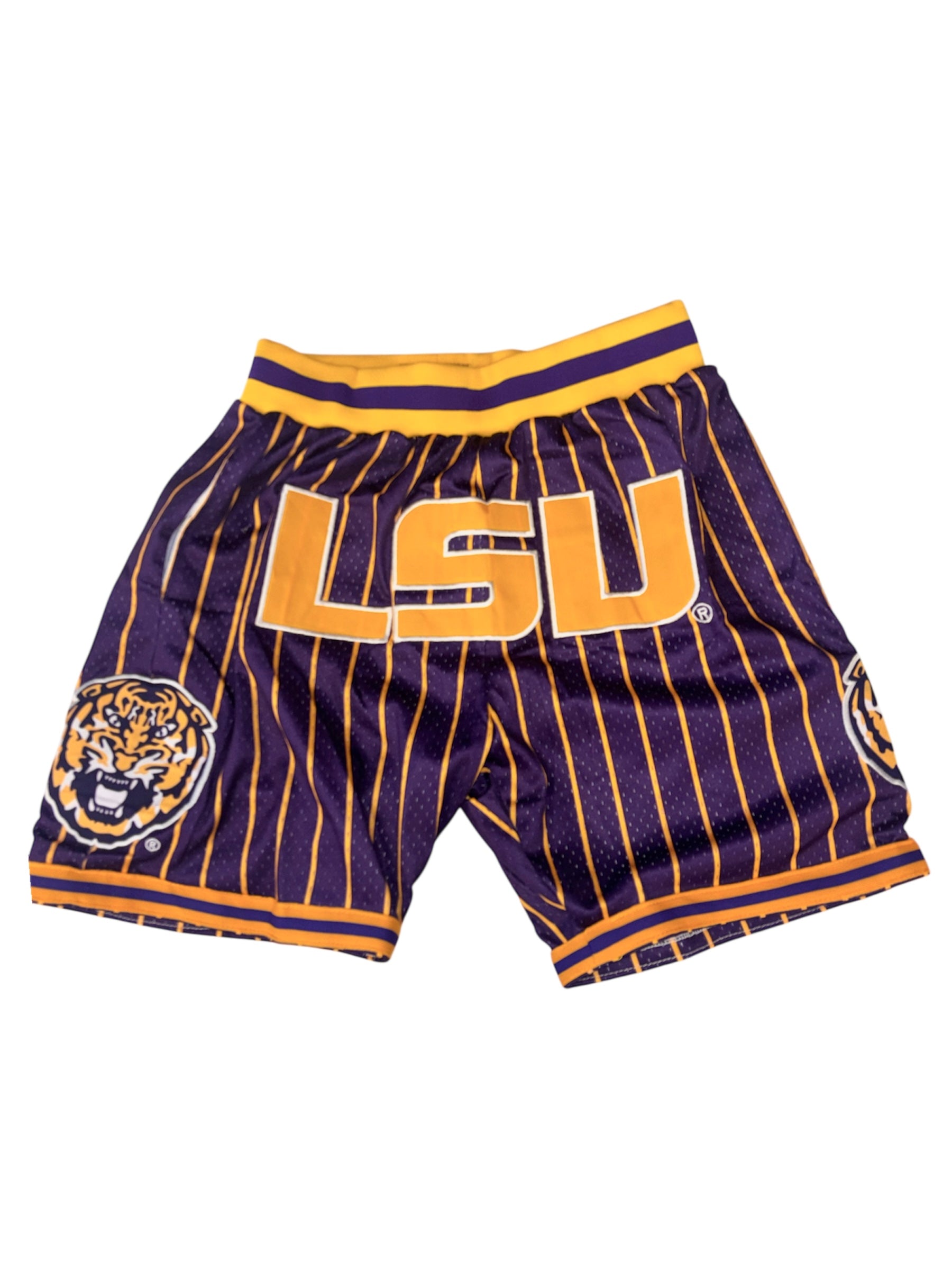 PURPLE / GOLD PINSTRIPES LSU BASKETBALL SHORTS
