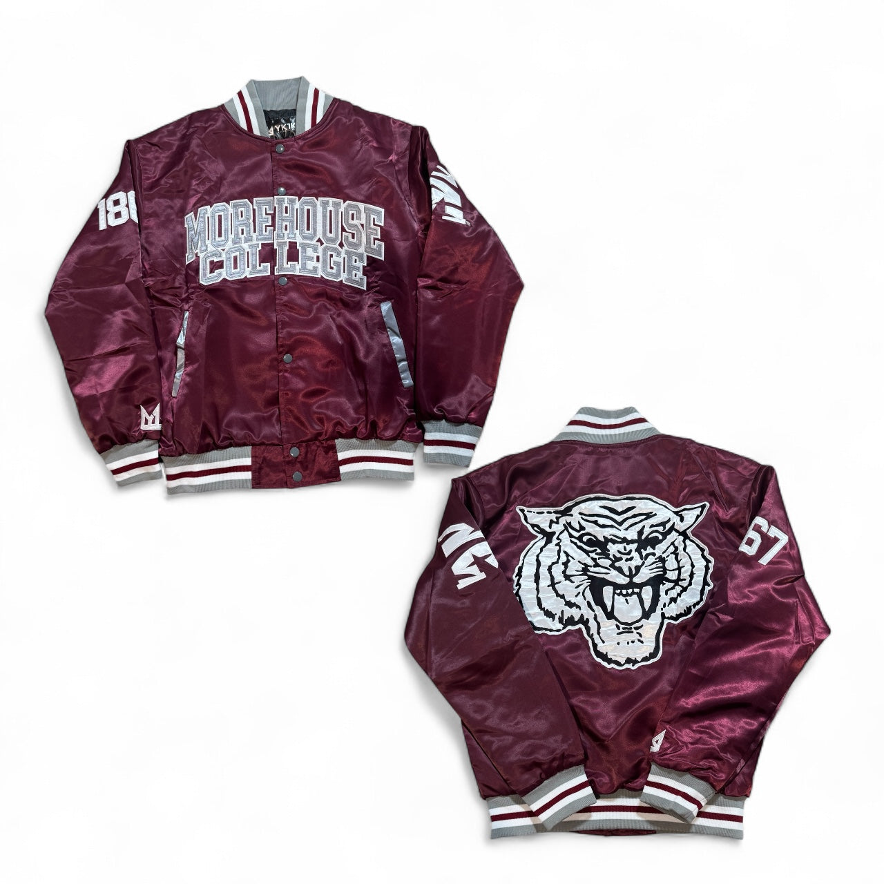 MOREHOUSE YK1K SATIN VARSITY JACKET MAROON