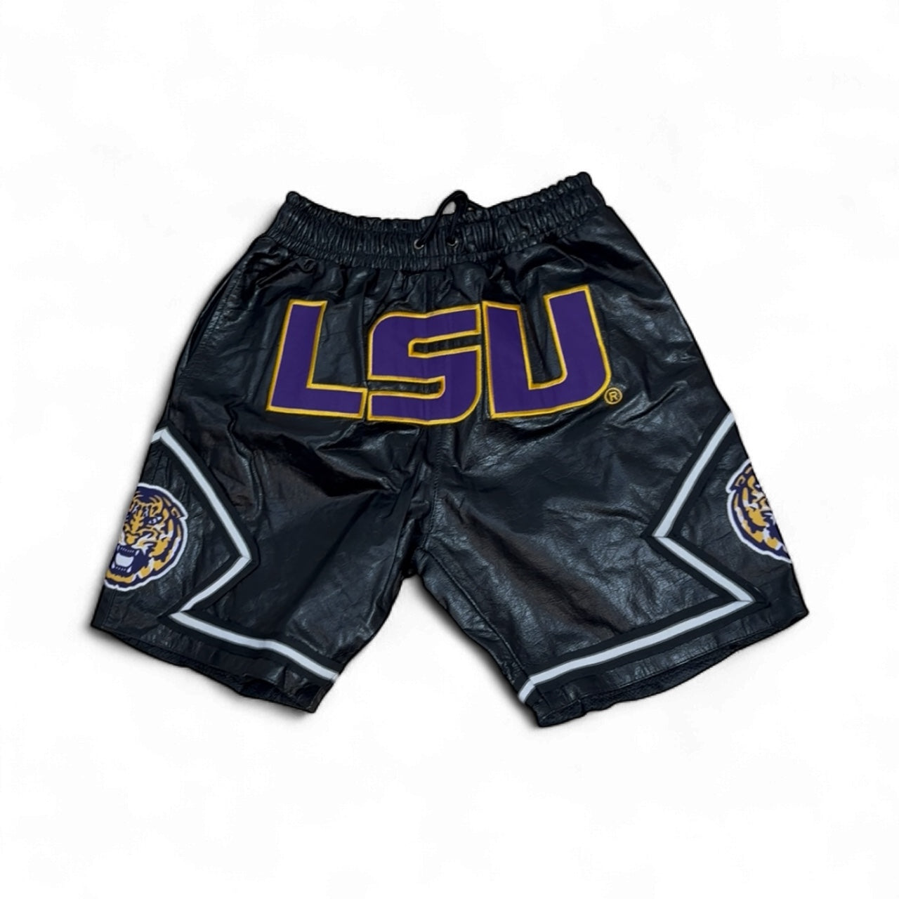 BLack LEATHER LSU BASKETBALL SHORTS