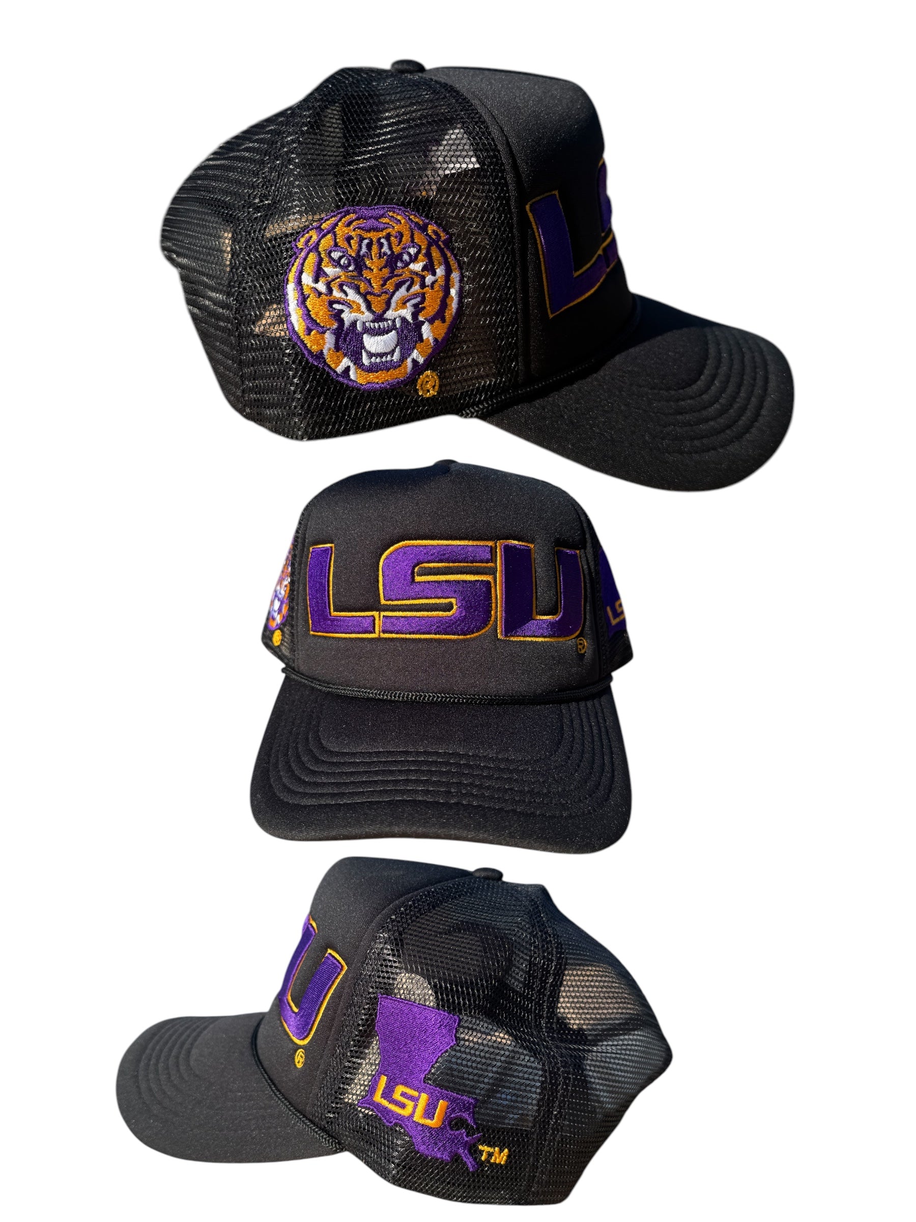 LSU TRUCKER HATS BLACK