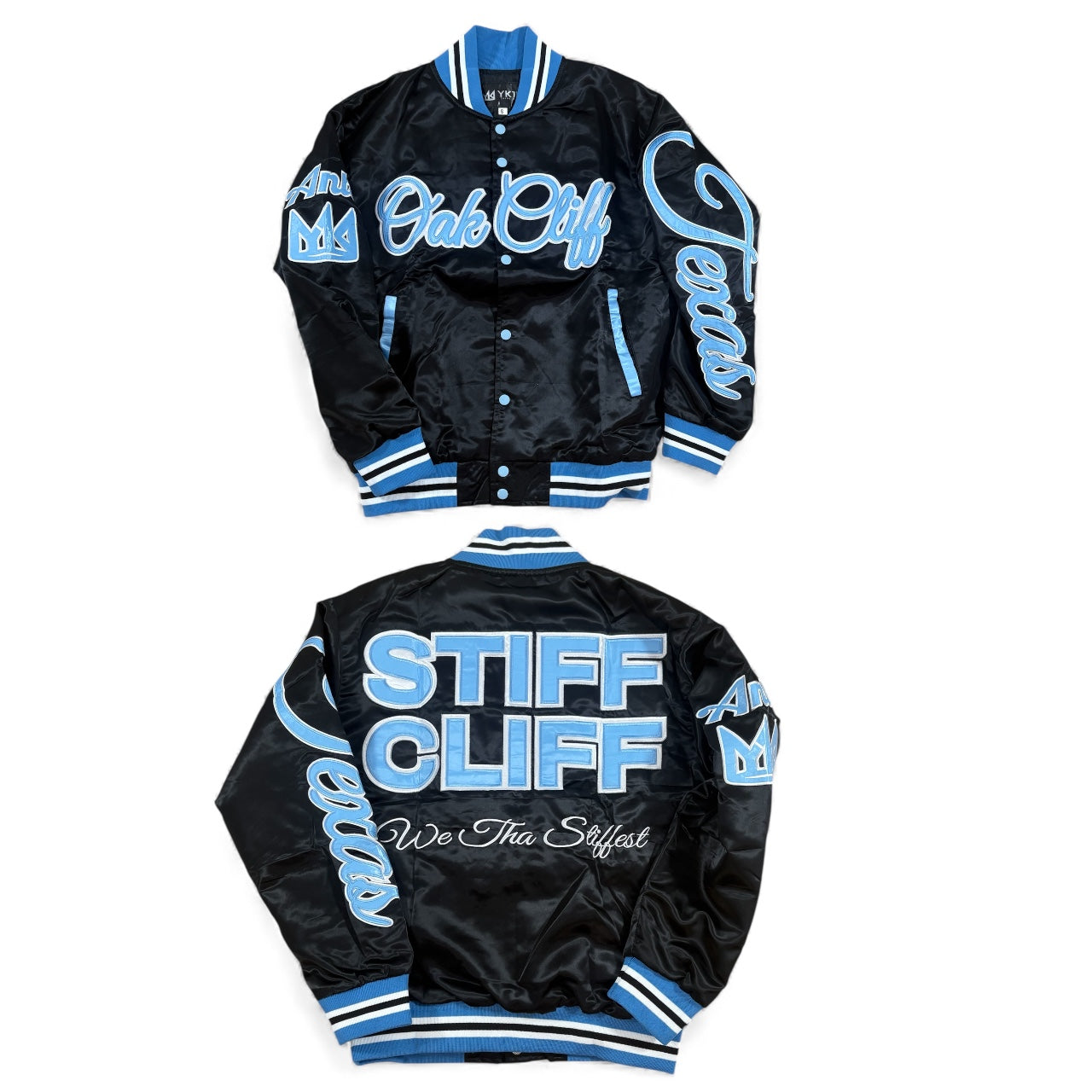 OAK CLIFF SATIN VARSITY JACKET GAMMA BLUE
