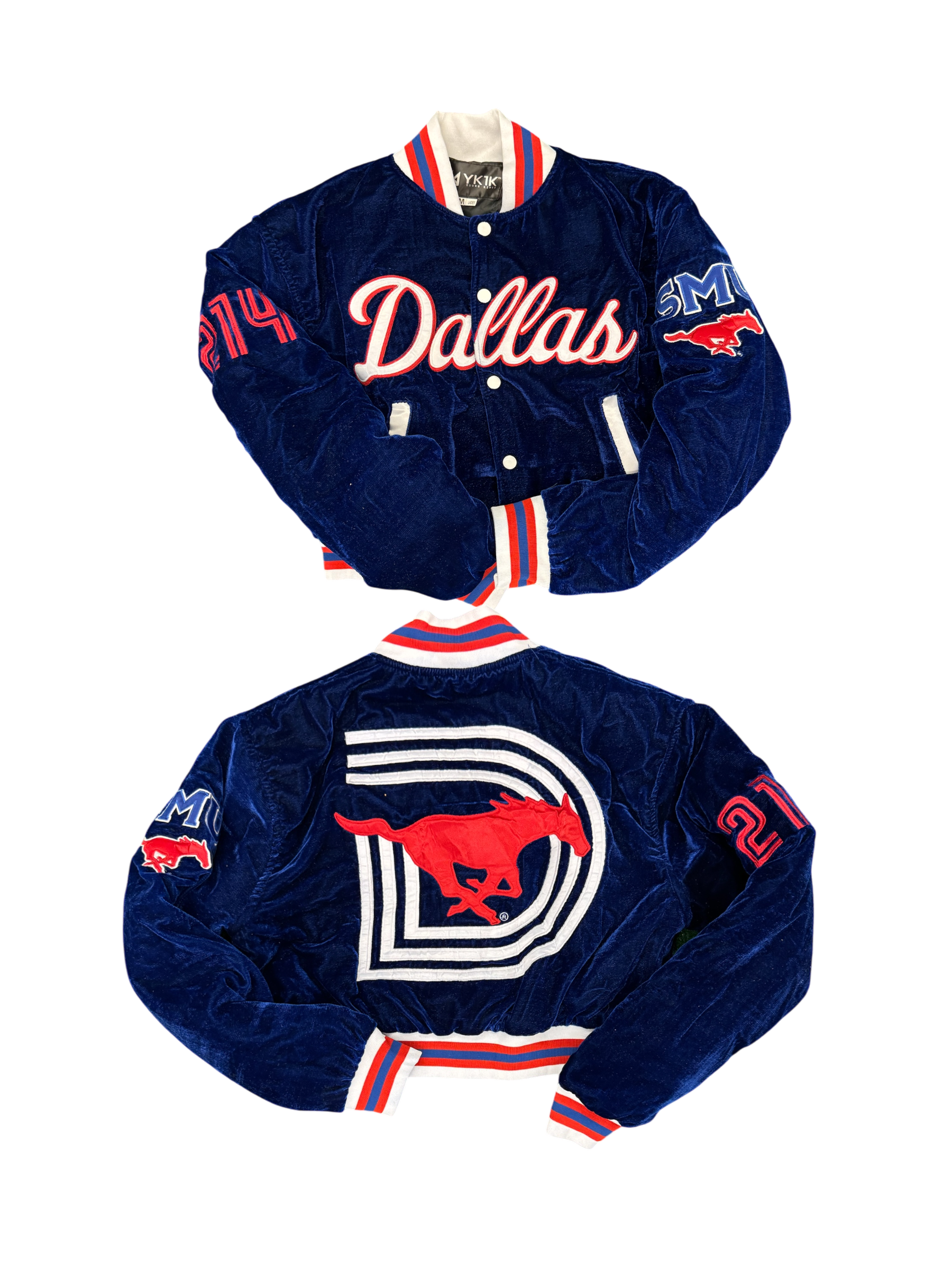 Velvet SMU/YK1K WOMENS CROPPED VARSITY JACKET BLUE