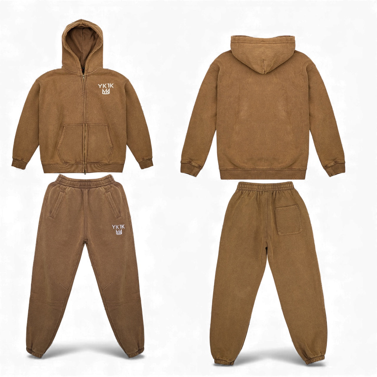 YK1K Essential Zip Sweatsuit Set – Earth Brown