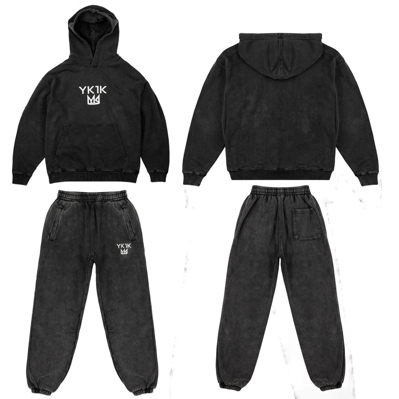 YK1K Washed Fleece Hoodie & Jogger Set