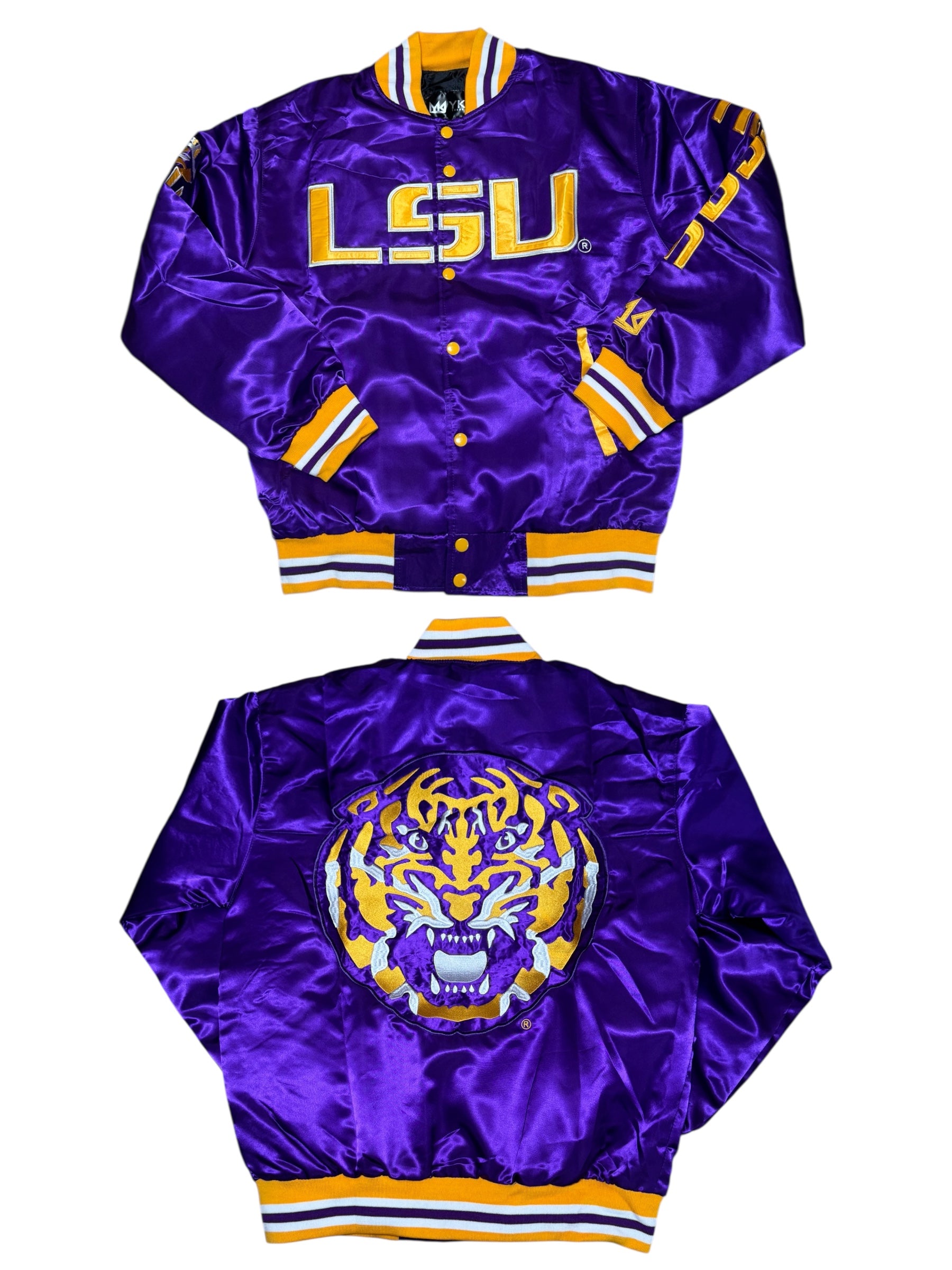 LSU YK1K SATIN VARSITY JACKET PURPLE 2.0