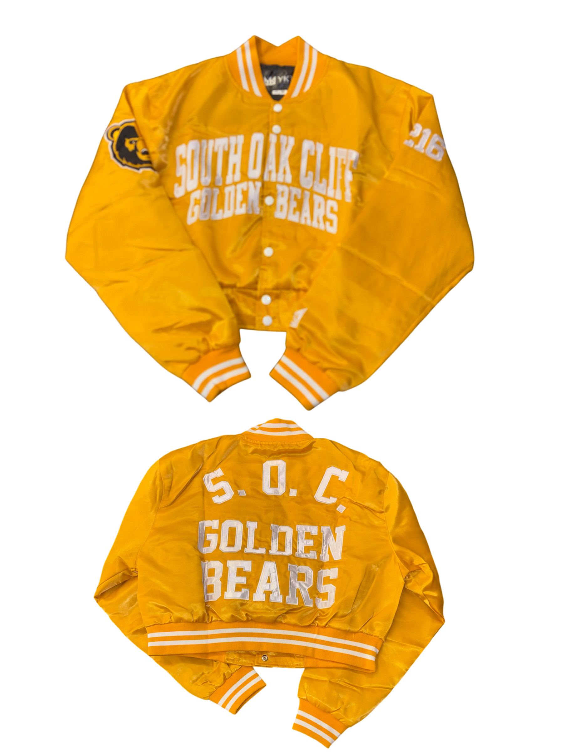South Oak Cliff YK1K SATIN VARSITY JACKET CROPPED GOLD