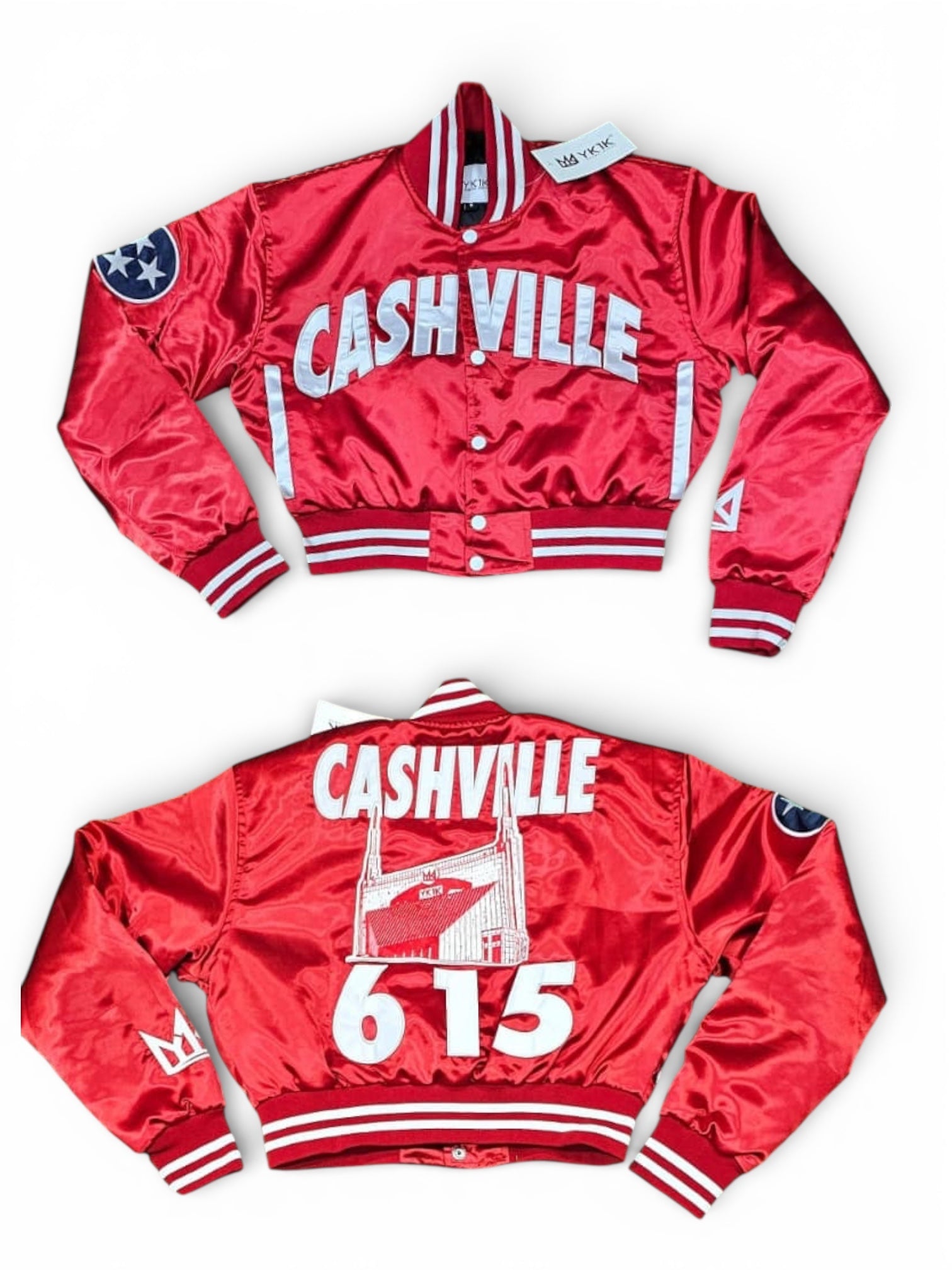 CASHVILLE JACKET CROPPED SATIN RED