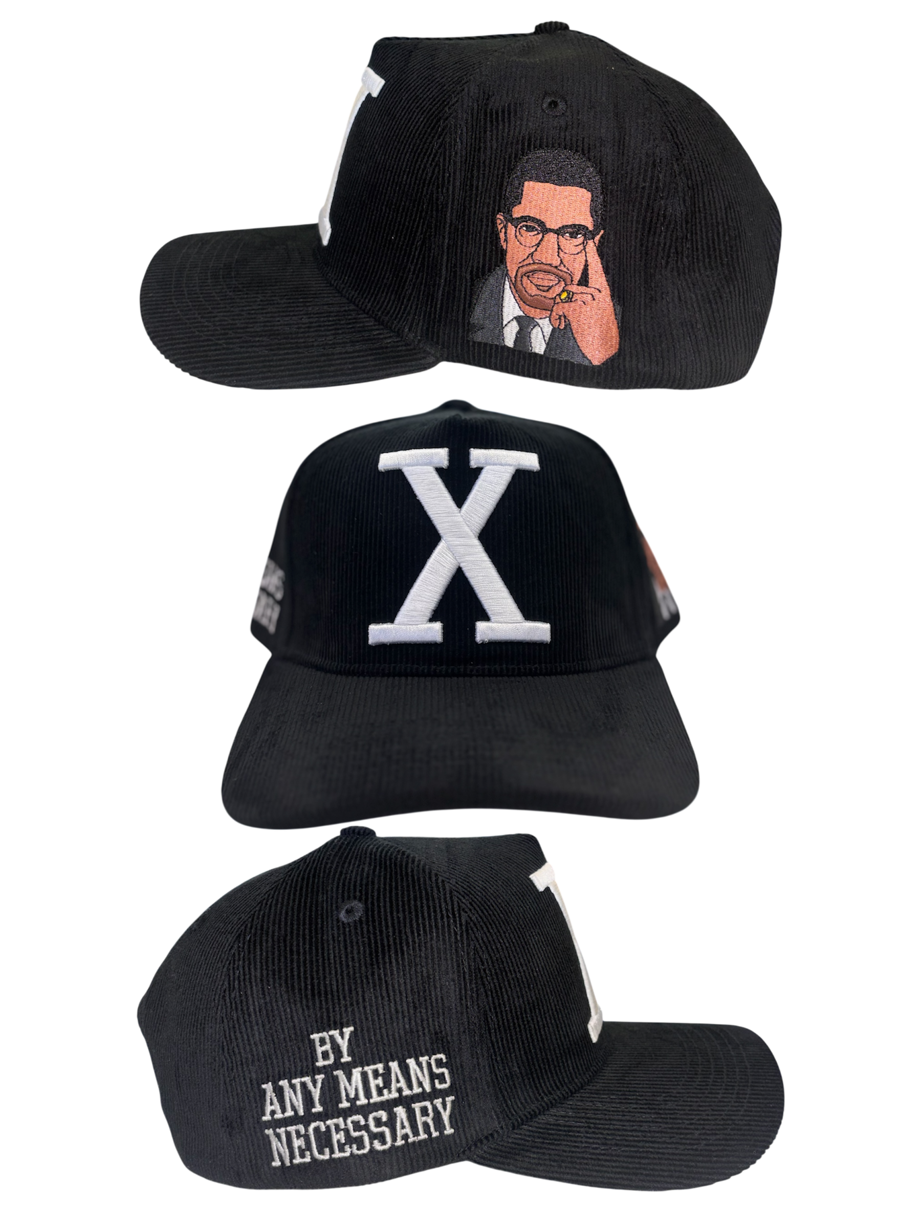 Black and White Malcom X Corduroy HAT