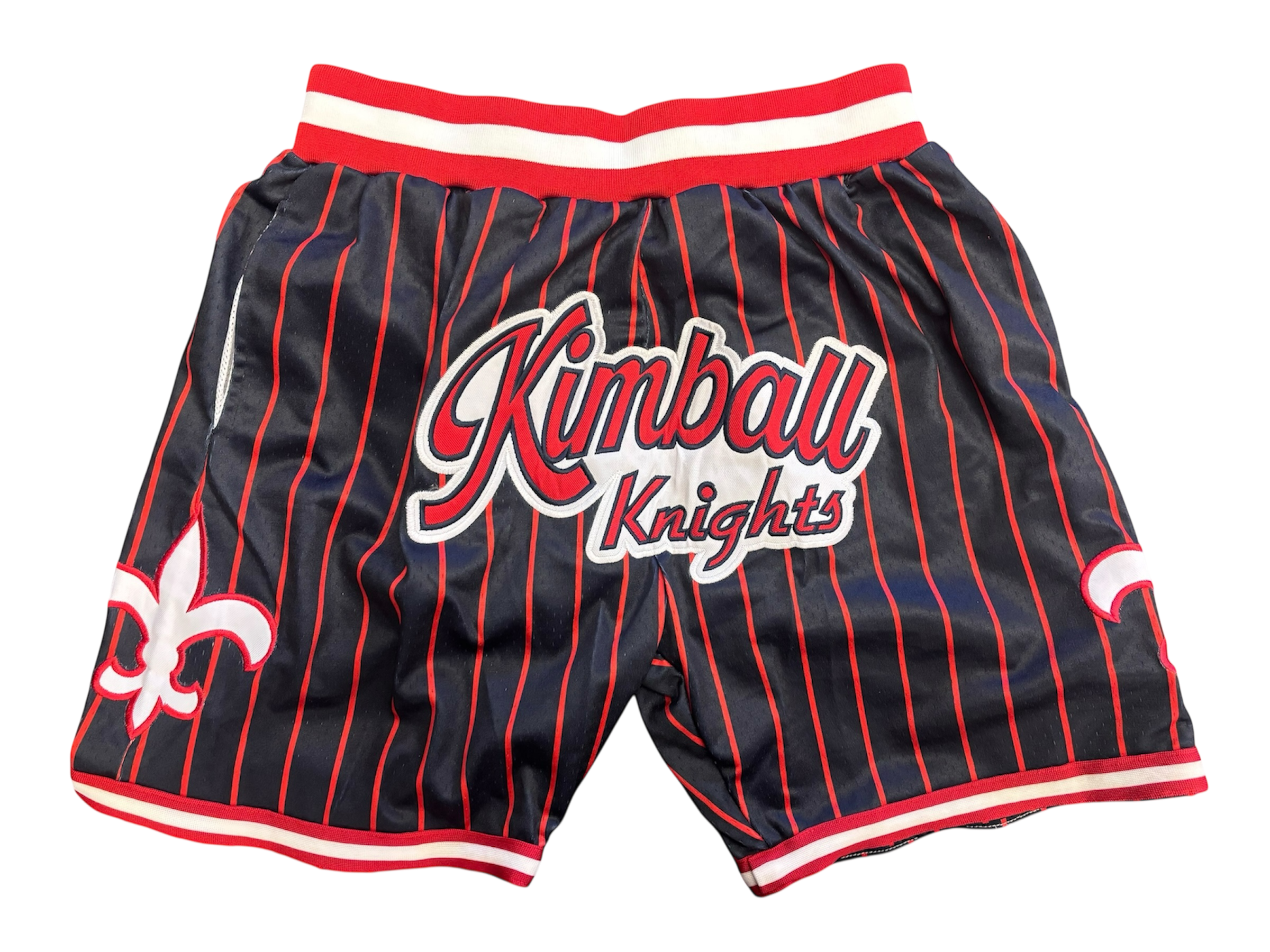 KIMBALL KNIGHTS BASKETBALL SHORTS NAVY BLUE RED PINSTRIPES