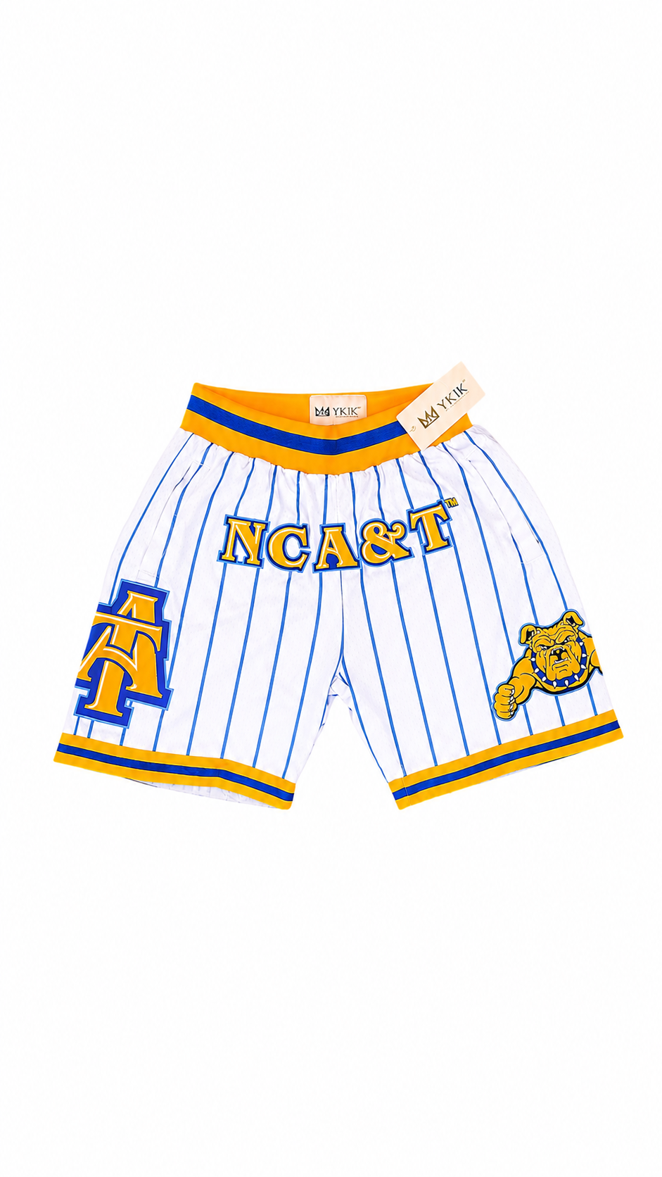 NCAT BASKETBALL SHORTS WHITE/ BLUE PINSTRIPES 2026