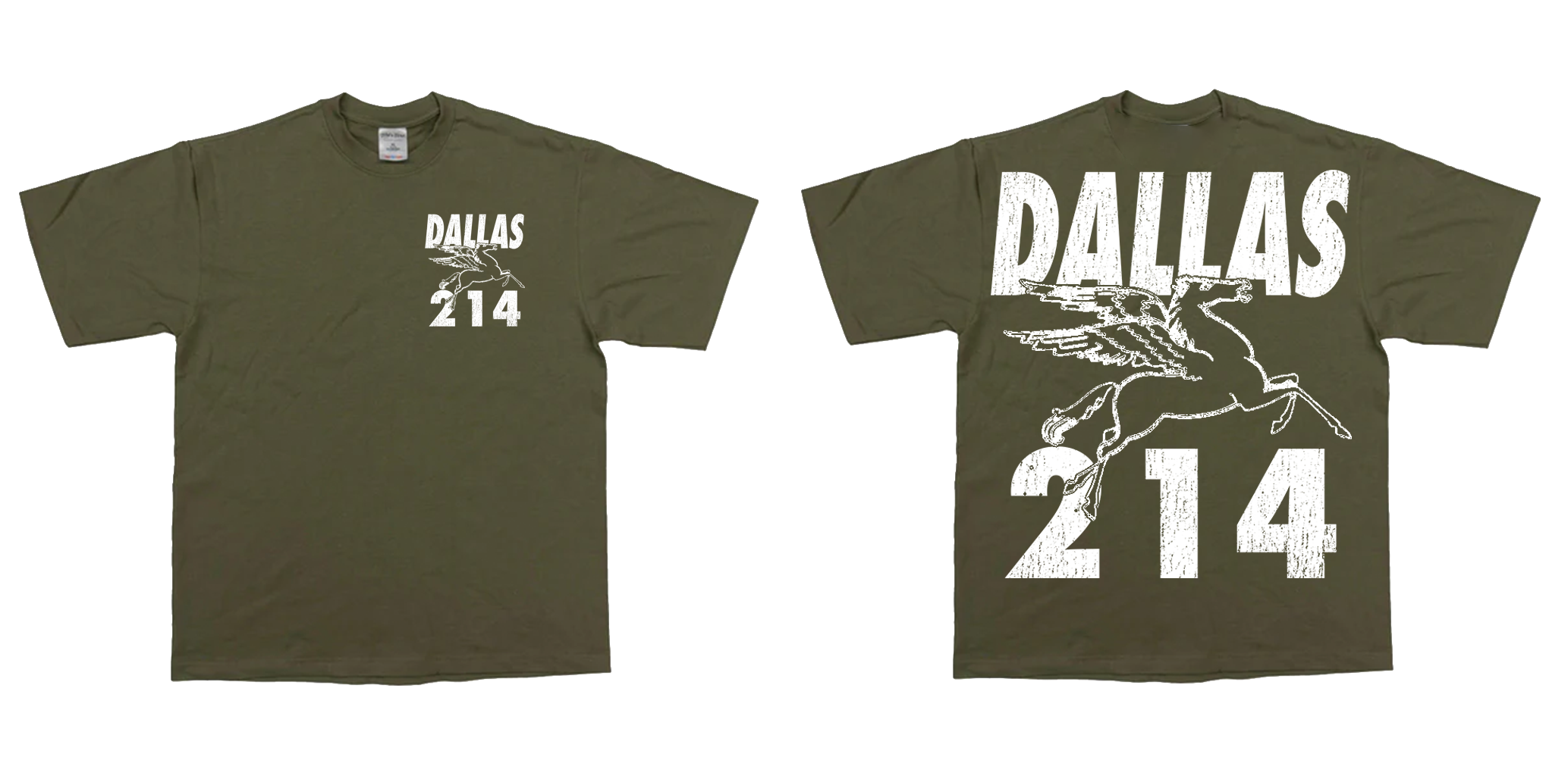 Dallas Tshirt 214 OLIVE GREEN AND WHITE