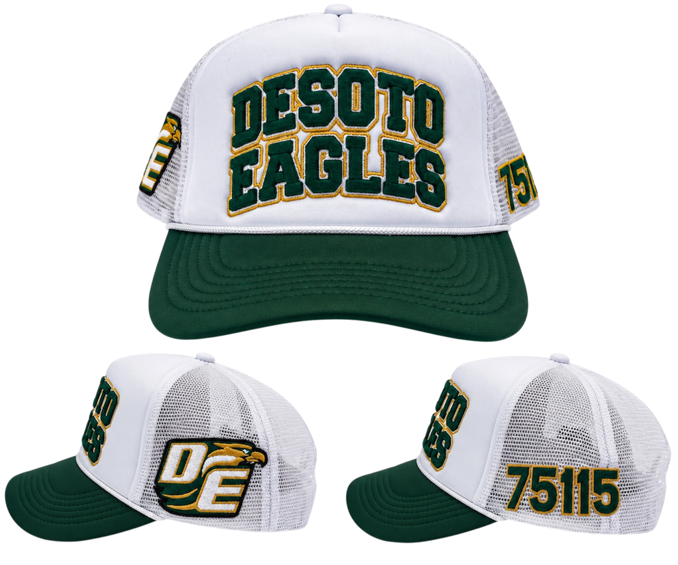 DESOTO HIGH SCHOOL TRUCKER HATS WHITE