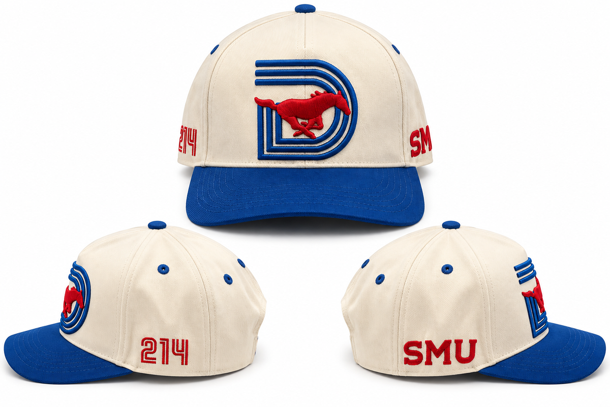 SMU SUEDE HAT CREAM BLUE BRIM