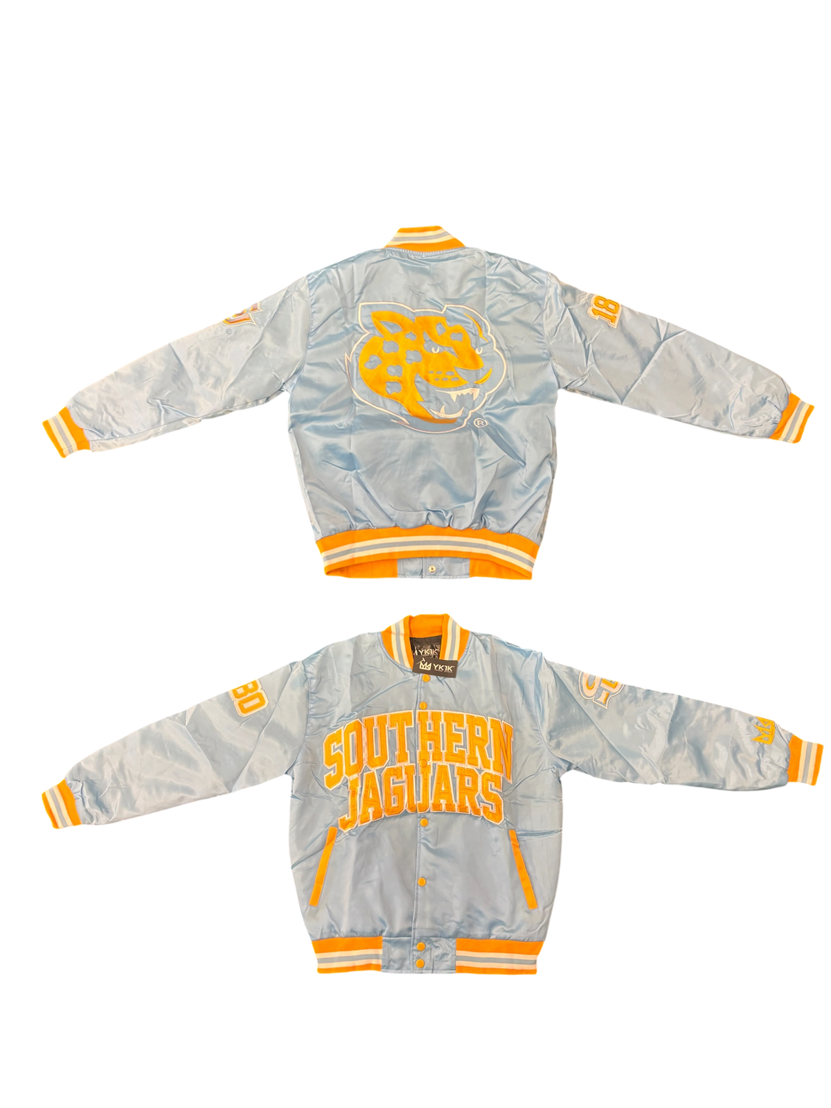 SOUTHERN UNIVERSITY YK1K SATIN VARSITY JACKET BABY BLUE