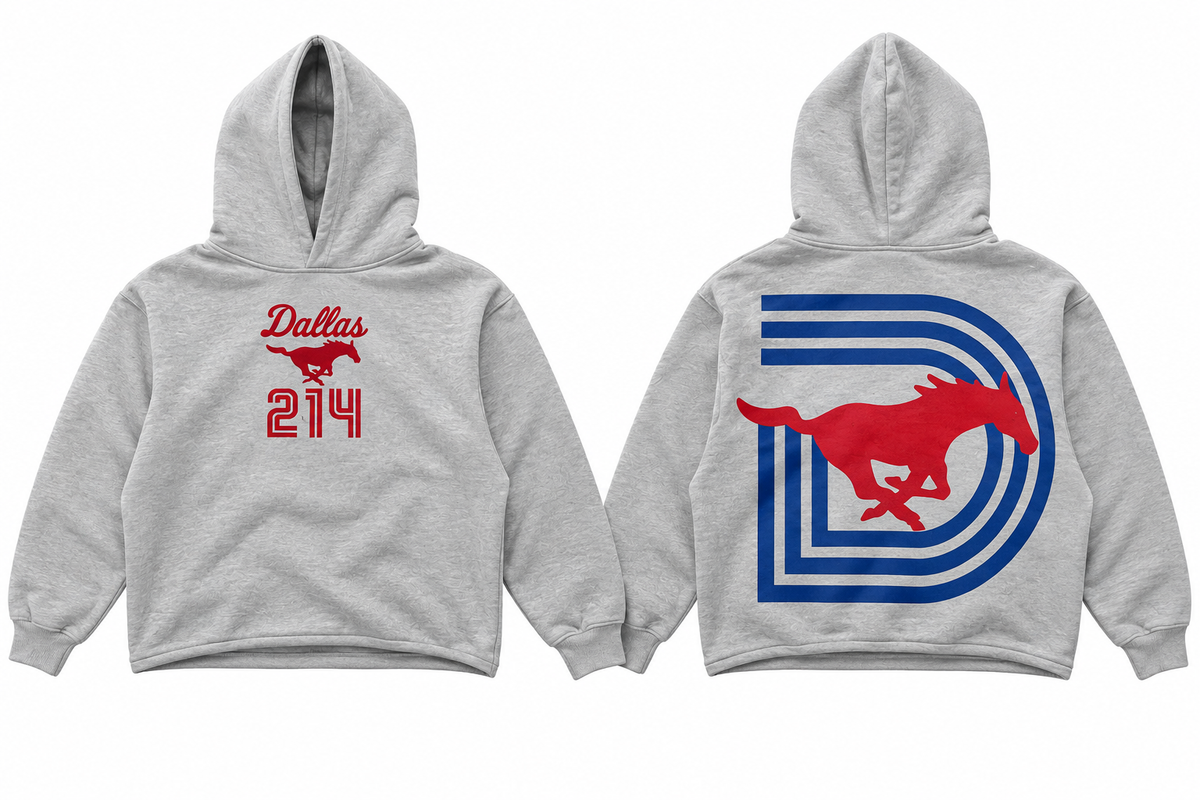 SMU DALLAS 214 HOODIE GREY CROPPED