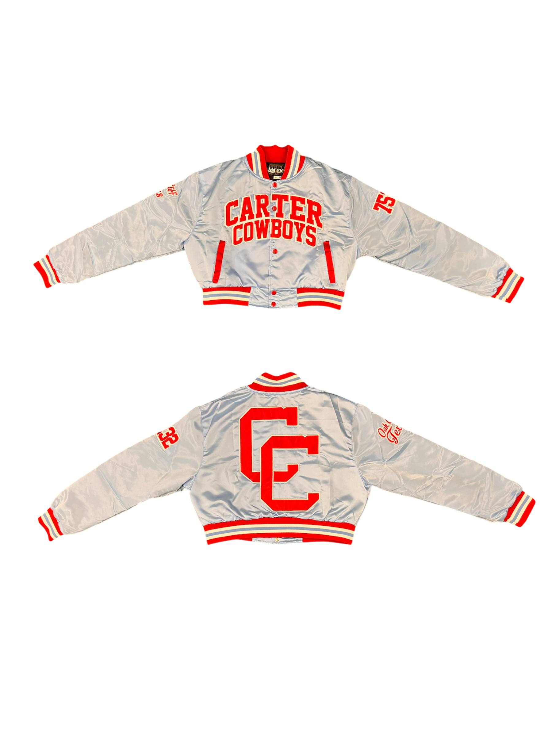 Carter YK1K SATIN VARSITY JACKET CROPPED BABY BLUE