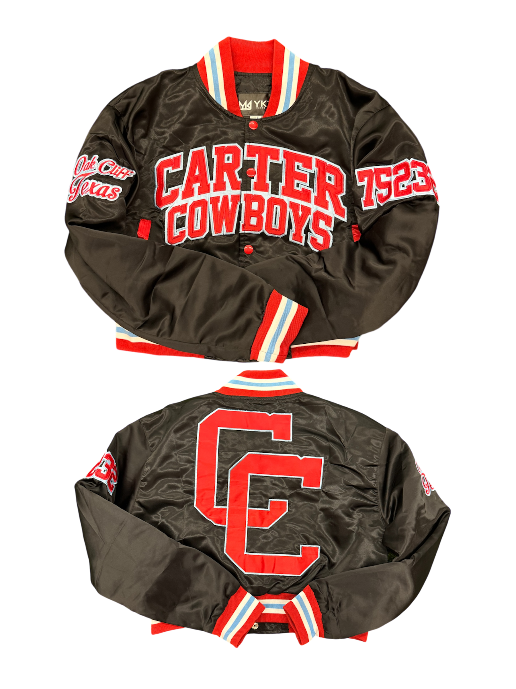 Carter YK1K SATIN VARSITY JACKET CROPPED BLACK