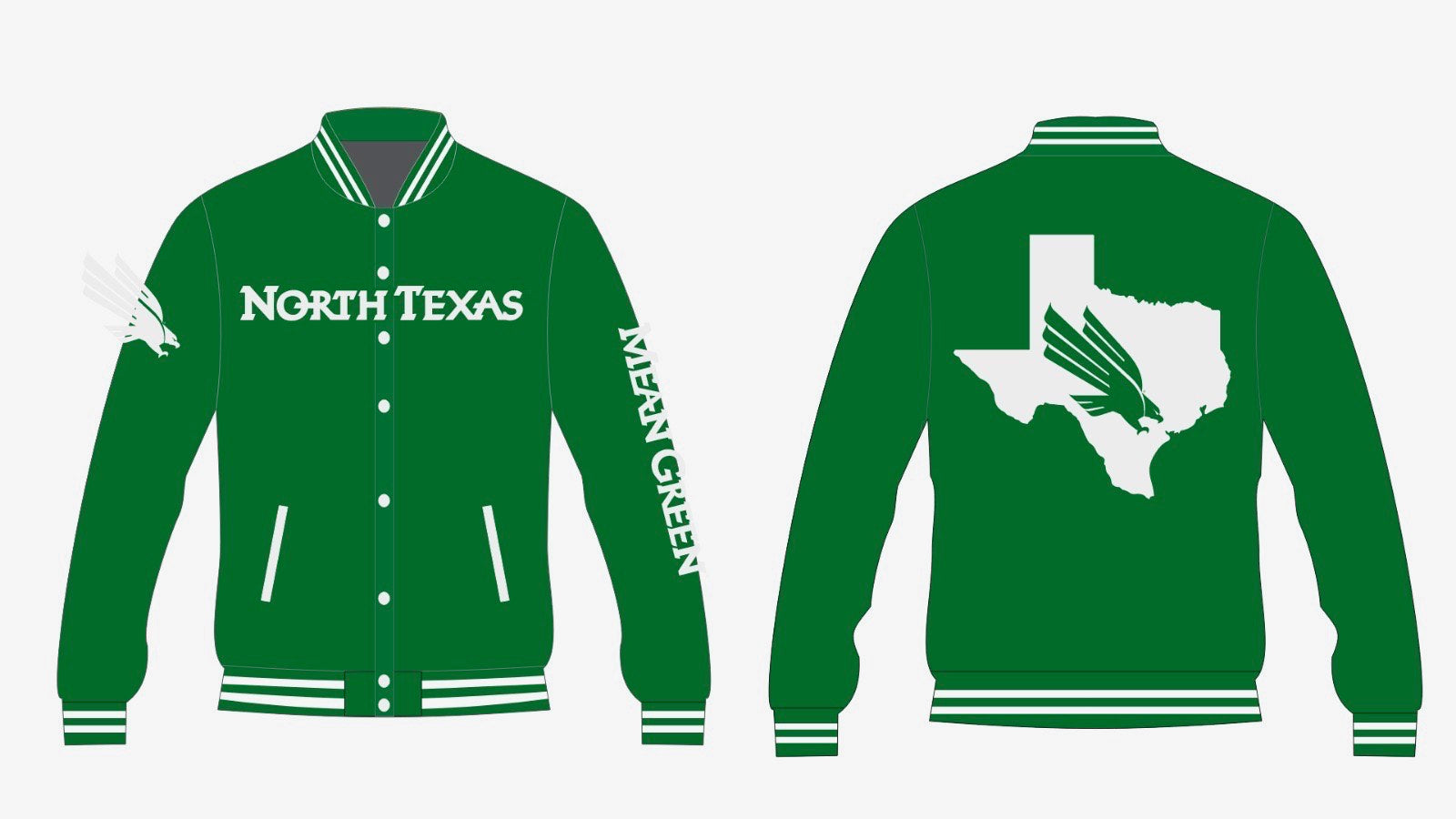 NORTH TEXAS YK1K SATIN VARSITY JACKET PRE-ORDER GREEN