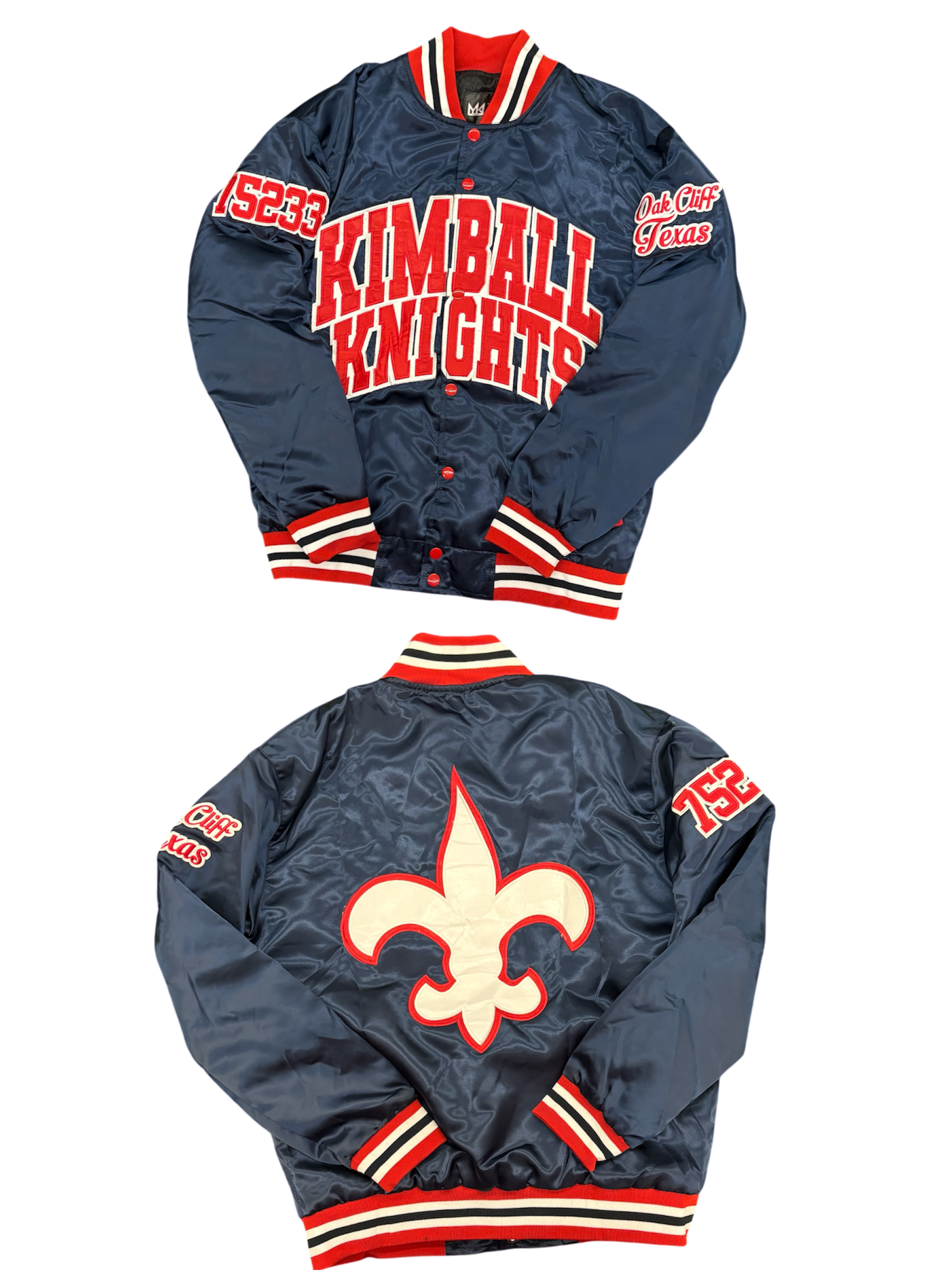 KIMBALL YK1K SATIN VARSITY JACKET Navy