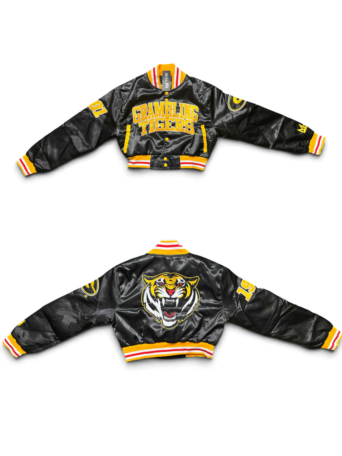 GRAMBLING UNIVERSITY YK1K SATIN VARSITY JACKET CROPPED 2026