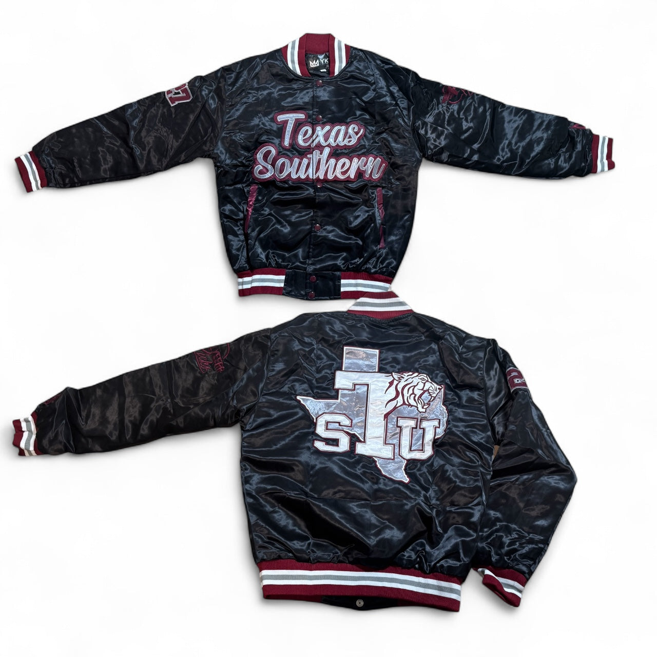 TEXAS SOUTHERN YK1K SATIN VARSITY JACKET BLACK
