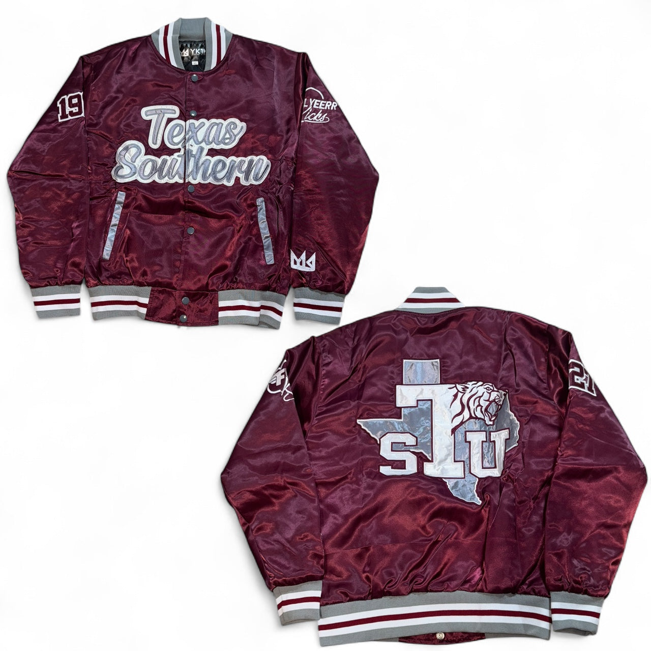 TEXAS SOUTHERN YK1K SATIN VARSITY JACKET MAROON