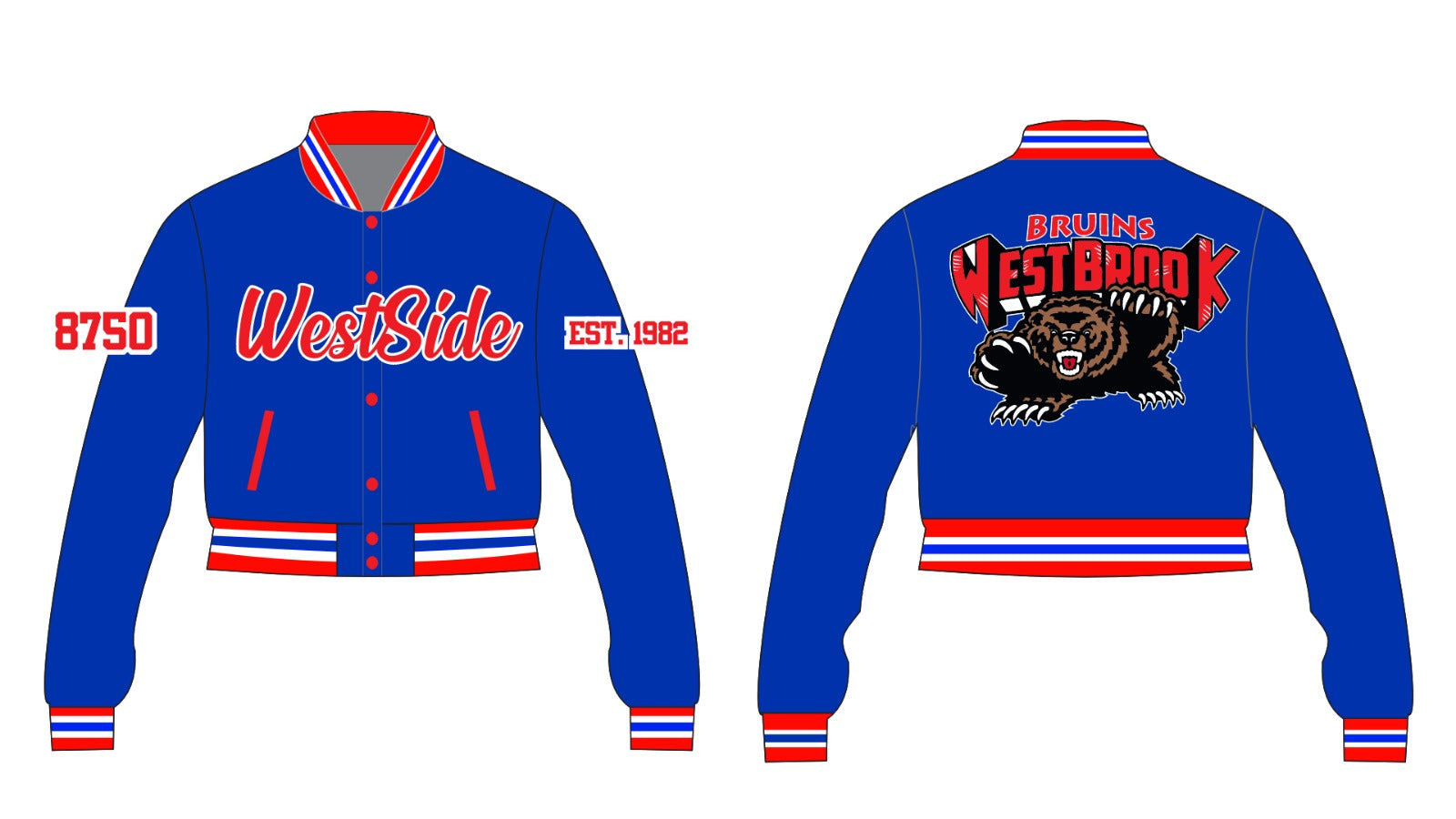 Westbrook YK1K SATIN VARSITY JACKET PRE-ORDER WOMEN CROP BLUE
