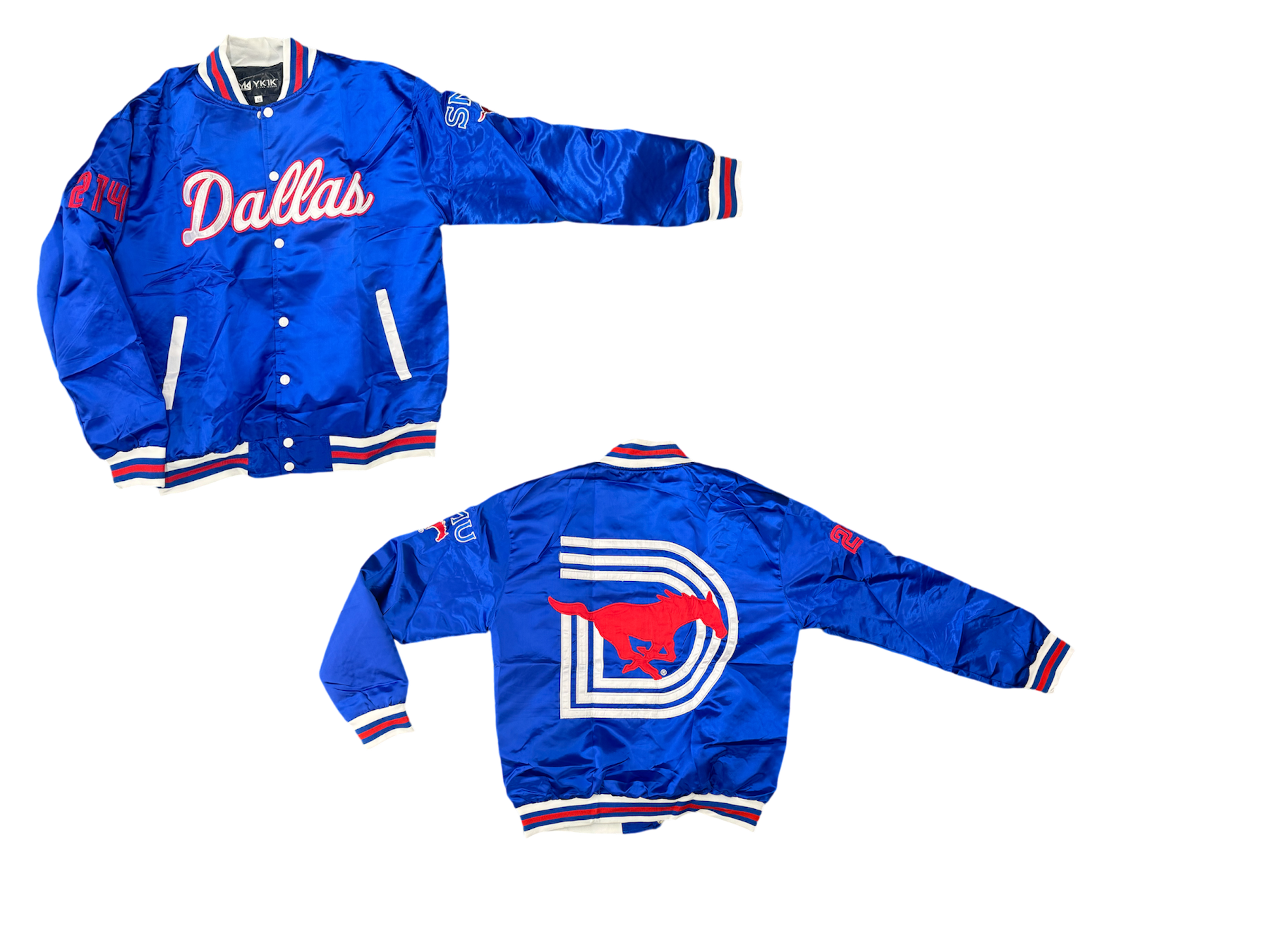 Smu/ YK1K SATIN VARSITY JACKET BLUE