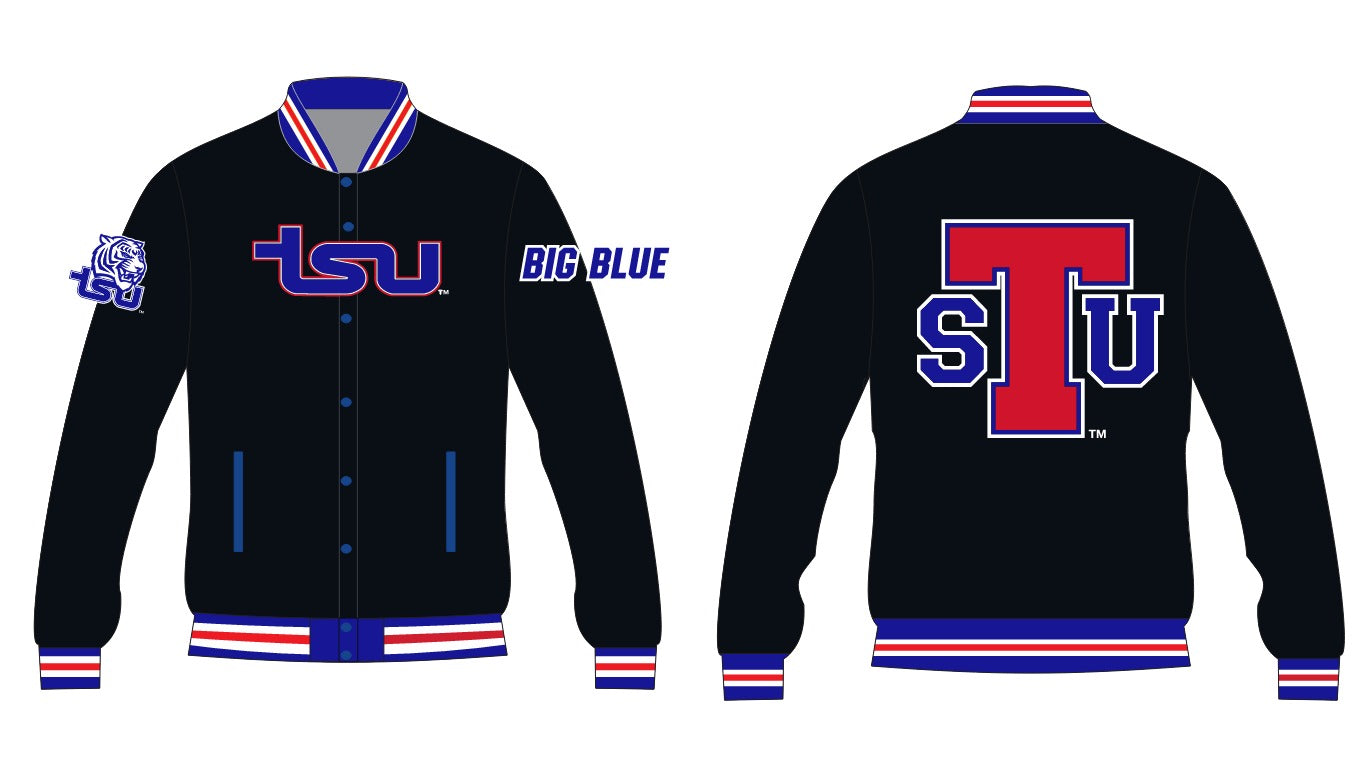 TSU/YK1K SATIN VARSITY JACKET BLACK
