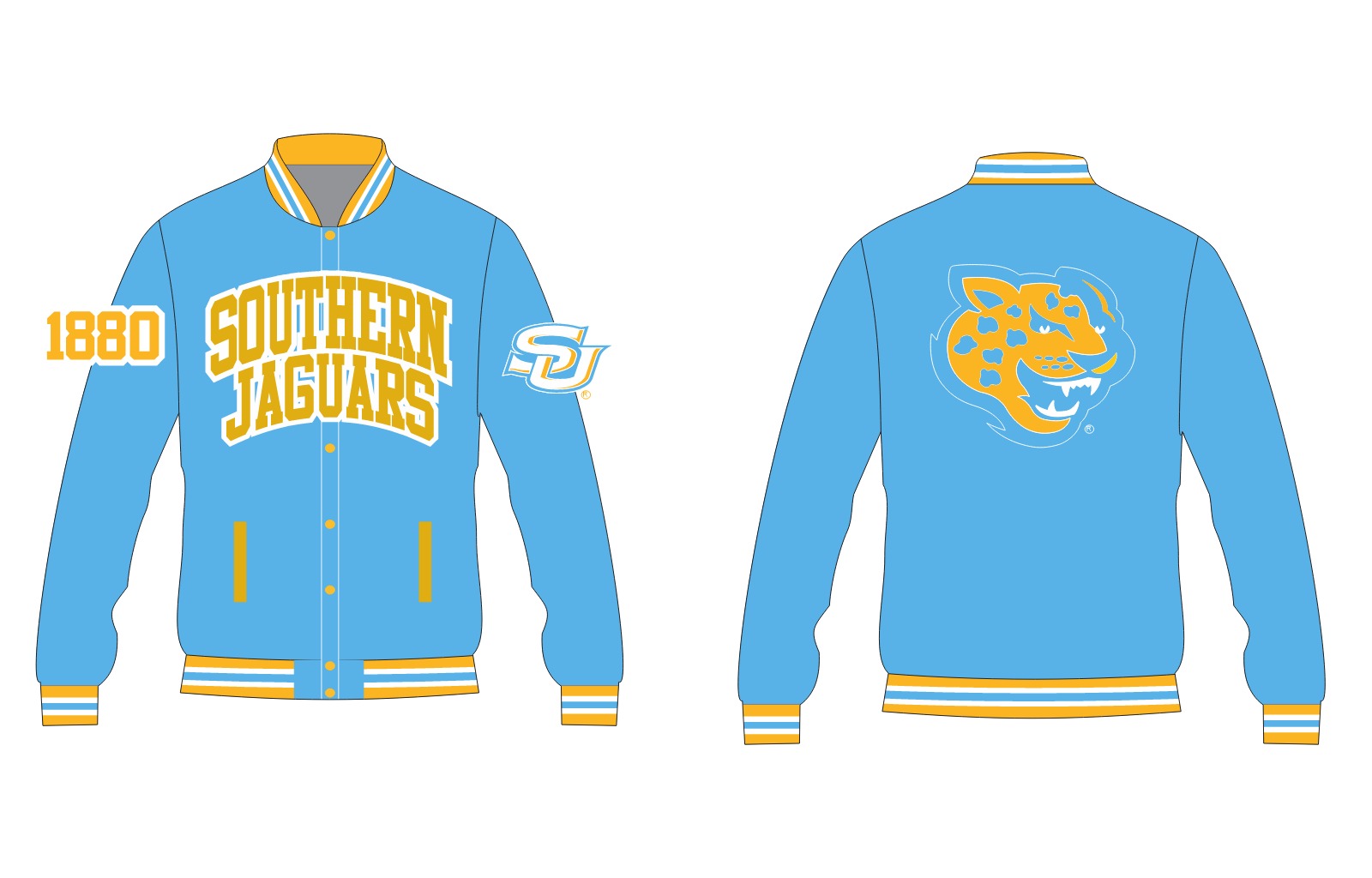 SOUTHERN UNIVERSITY YK1K SATIN VARSITY JACKET BABY BLUE