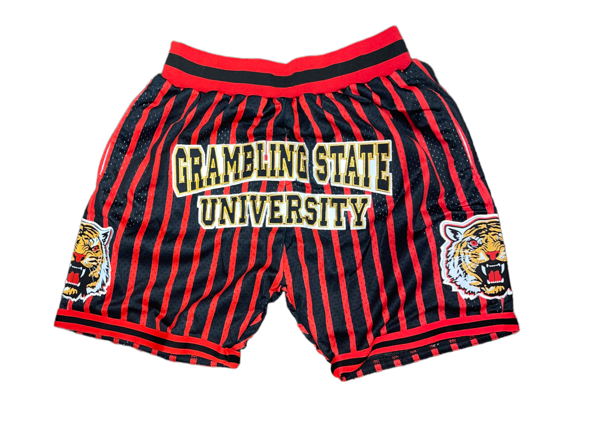 GRAMBLING STATE UNIVERSITY Basketball Shorts BLACK RED PINSTRIPES PRE-ORDER