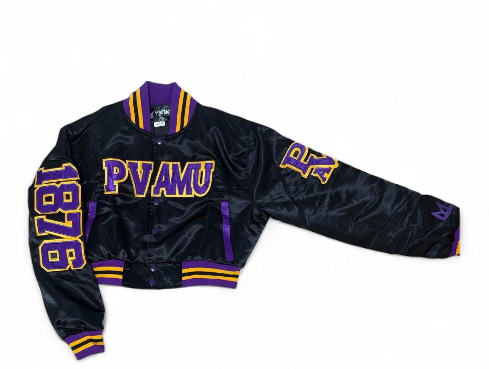 Prairie View A&M University YK1K SATIN VARSITY JACKET CROPPED PRE-ORDER