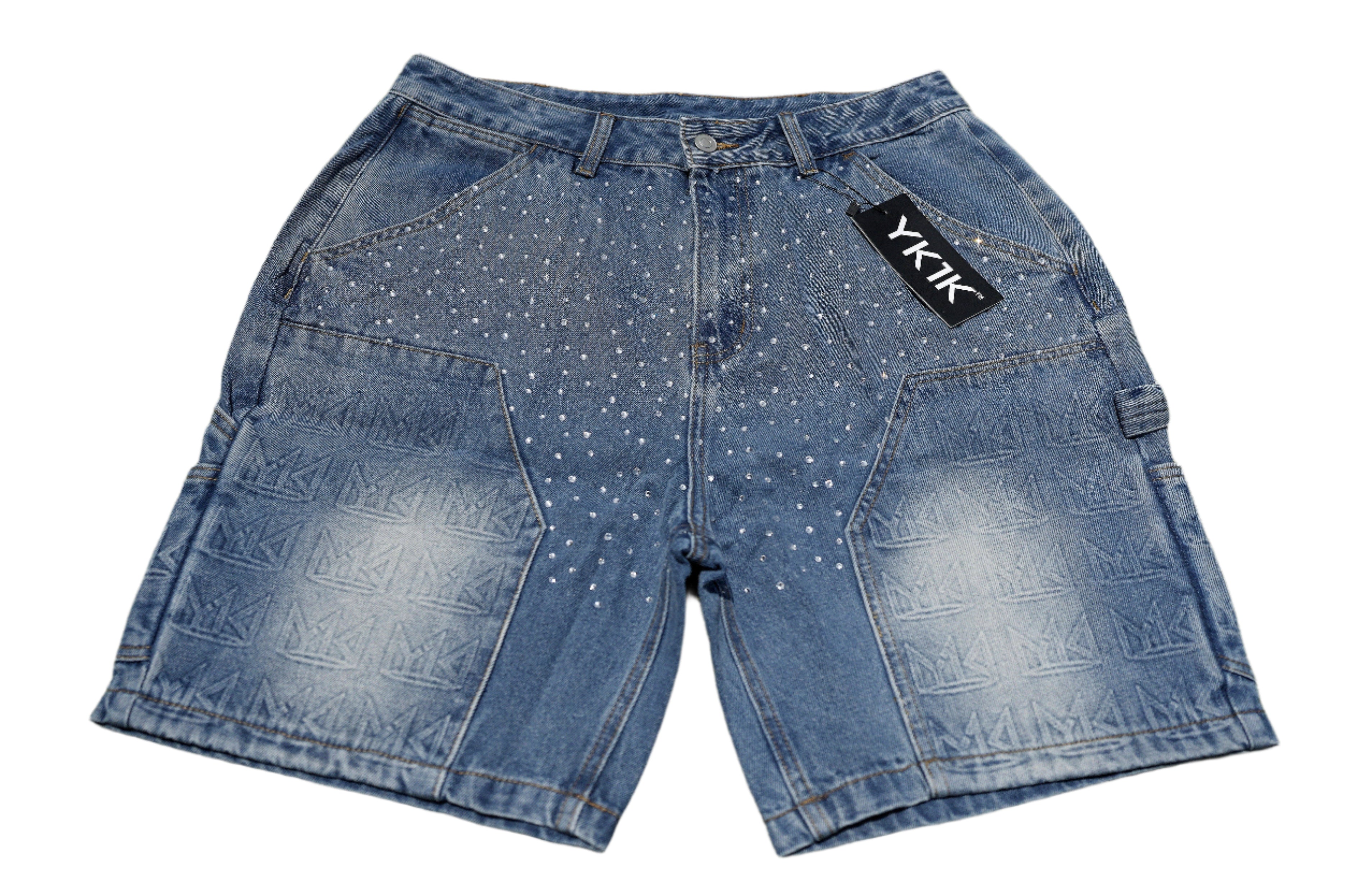 YK1K Embellished Denim Workwear Shorts