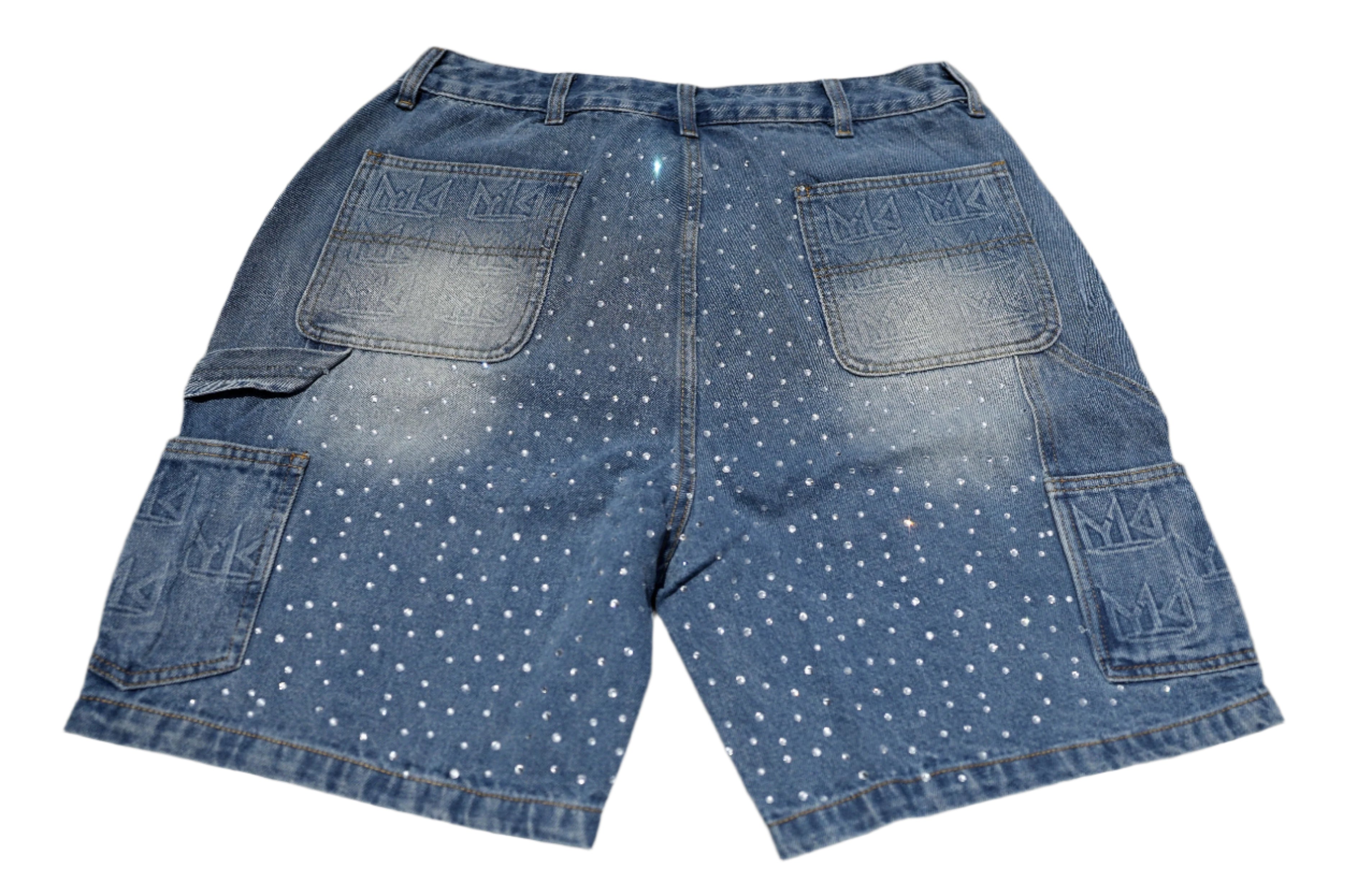 YK1K Embellished Denim Workwear Shorts