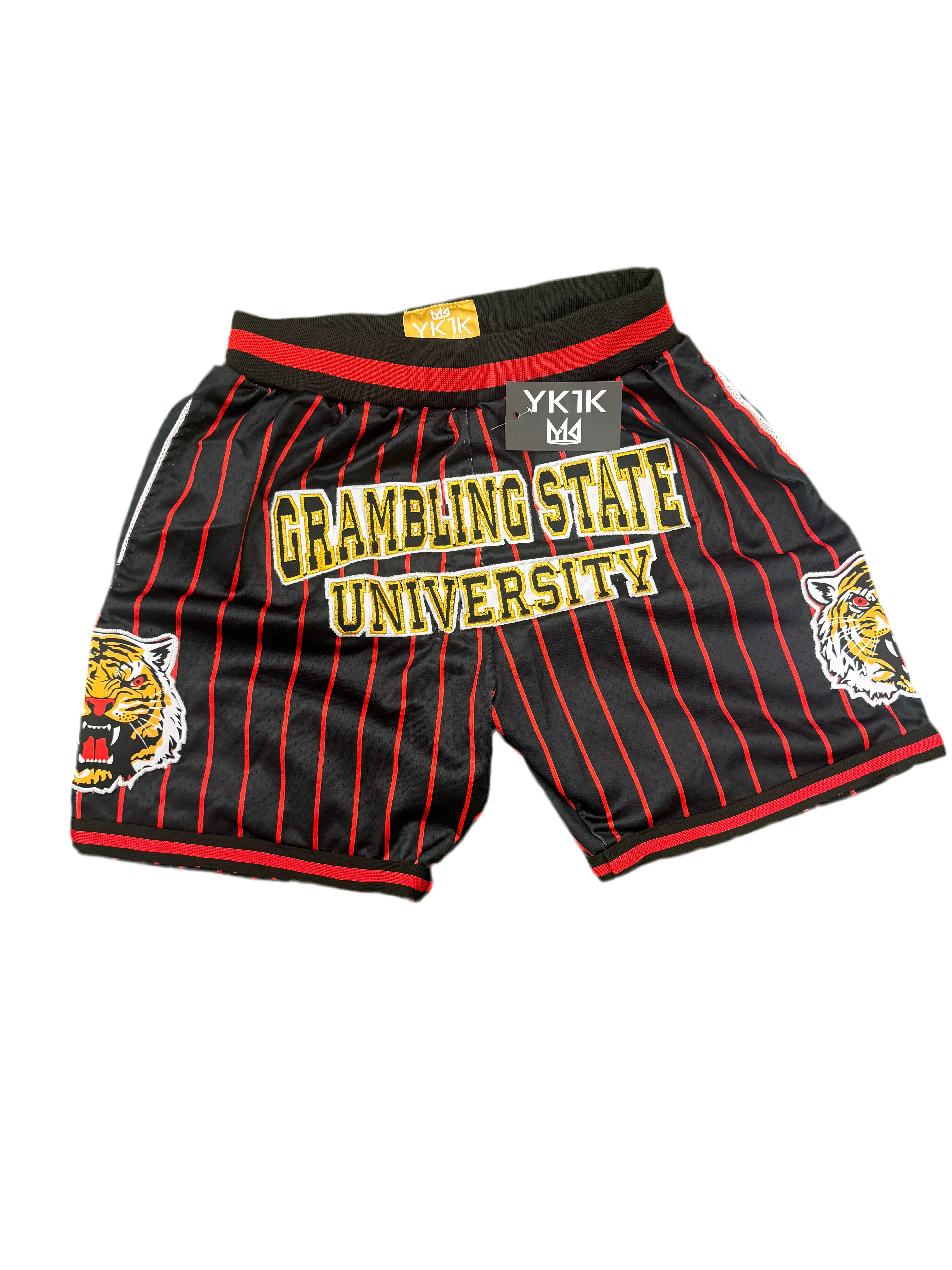 GRAMBLING STATE UNIVERSITY Basketball Shorts BLACK RED PINSTRIPES