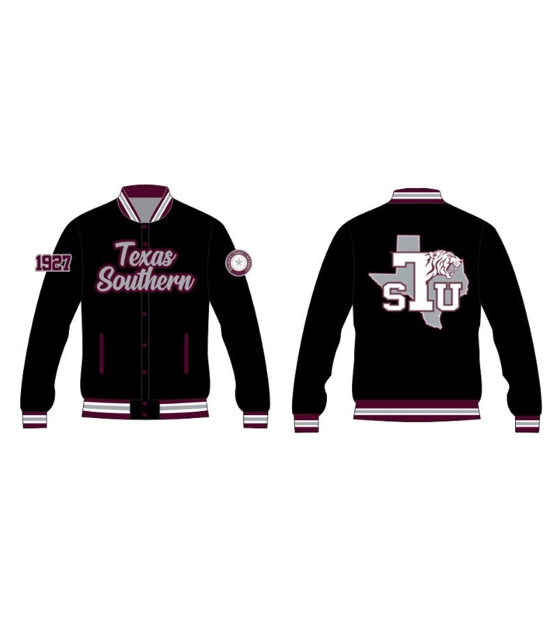 TEXAS SOUTHERN YK1K SATIN VARSITY JACKET PRE-ORDER BLACK