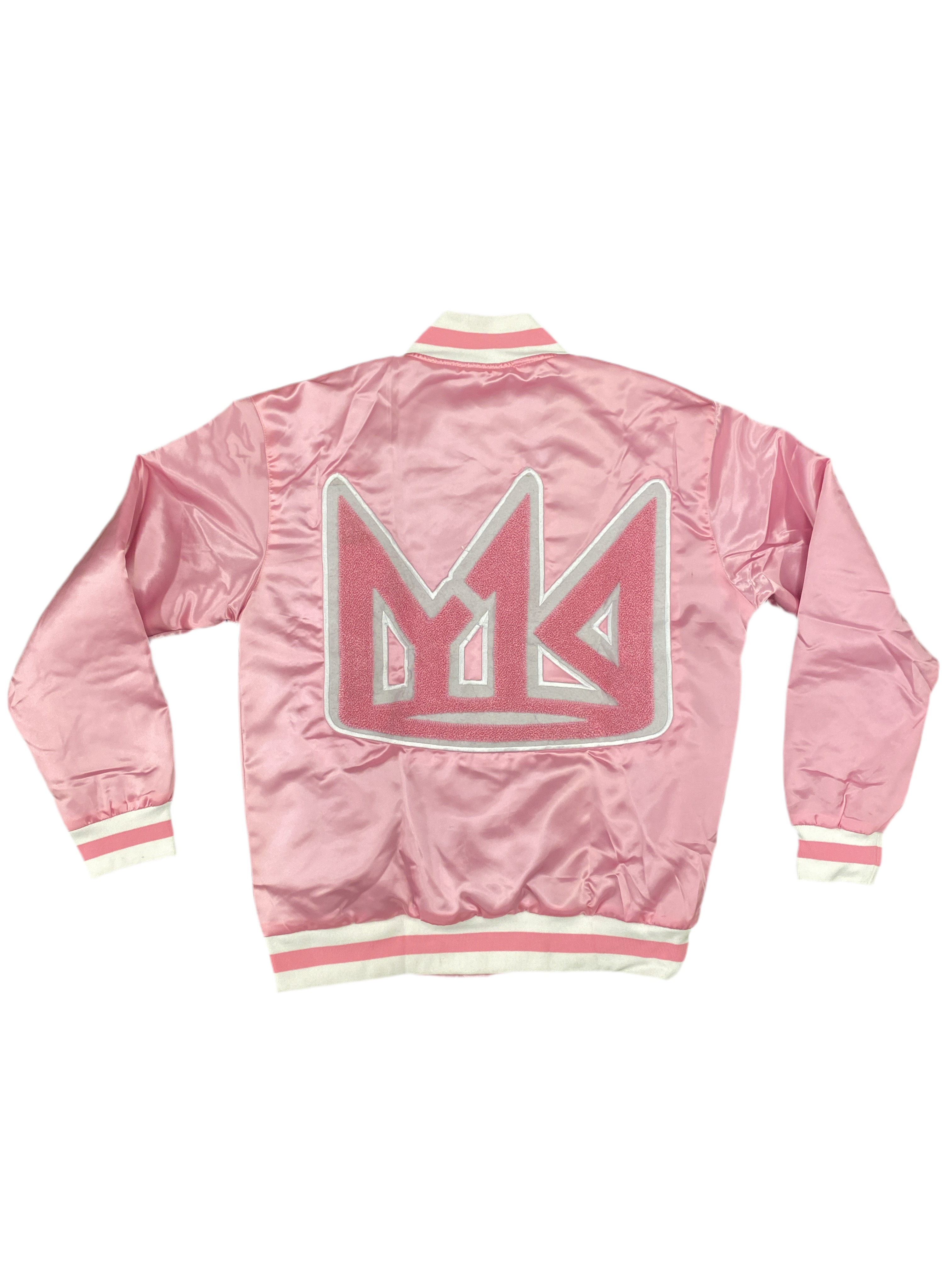 YK1K MENS SATIN VARSITY JACKET PINK 2.0