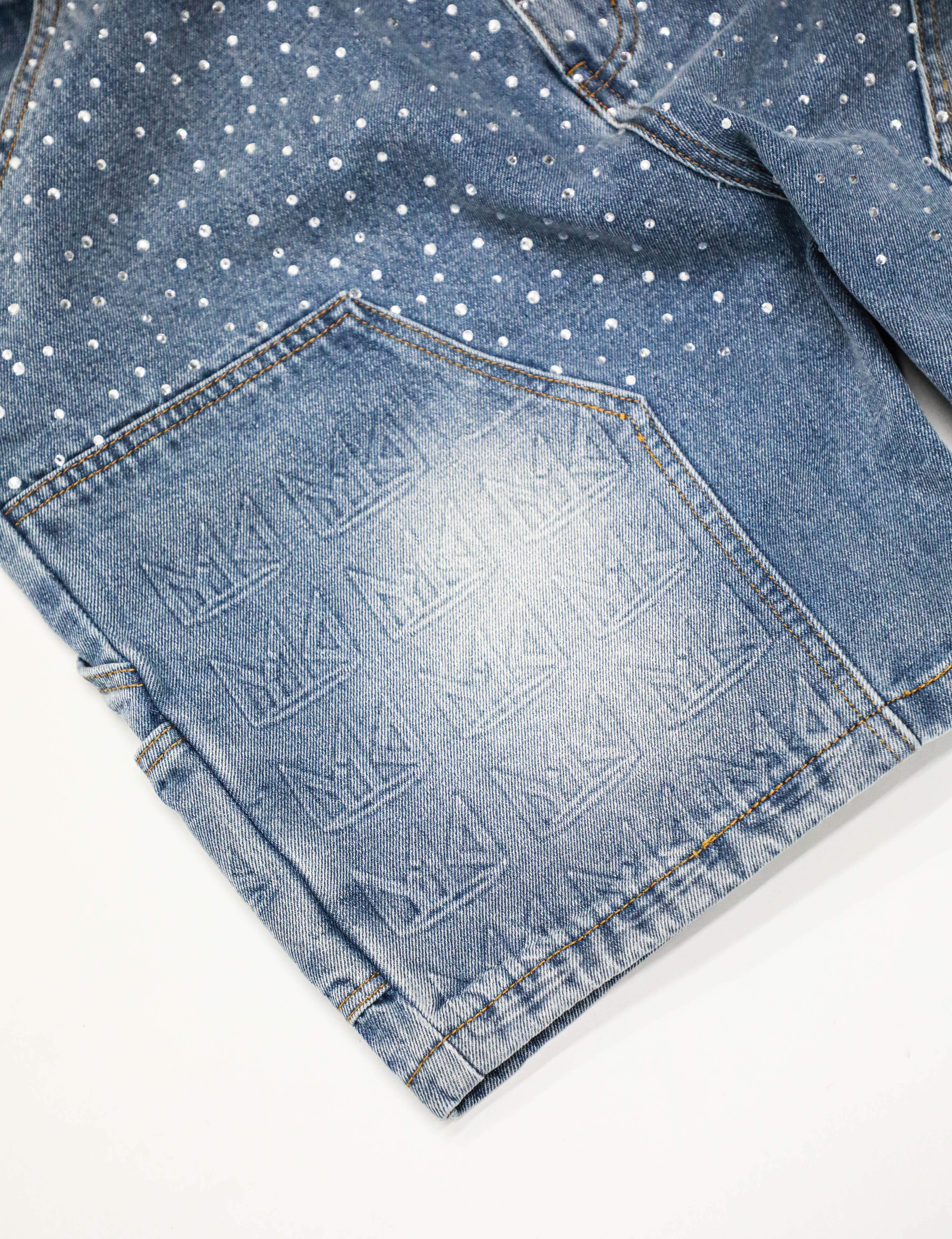 YK1K Embellished Denim Workwear Shorts