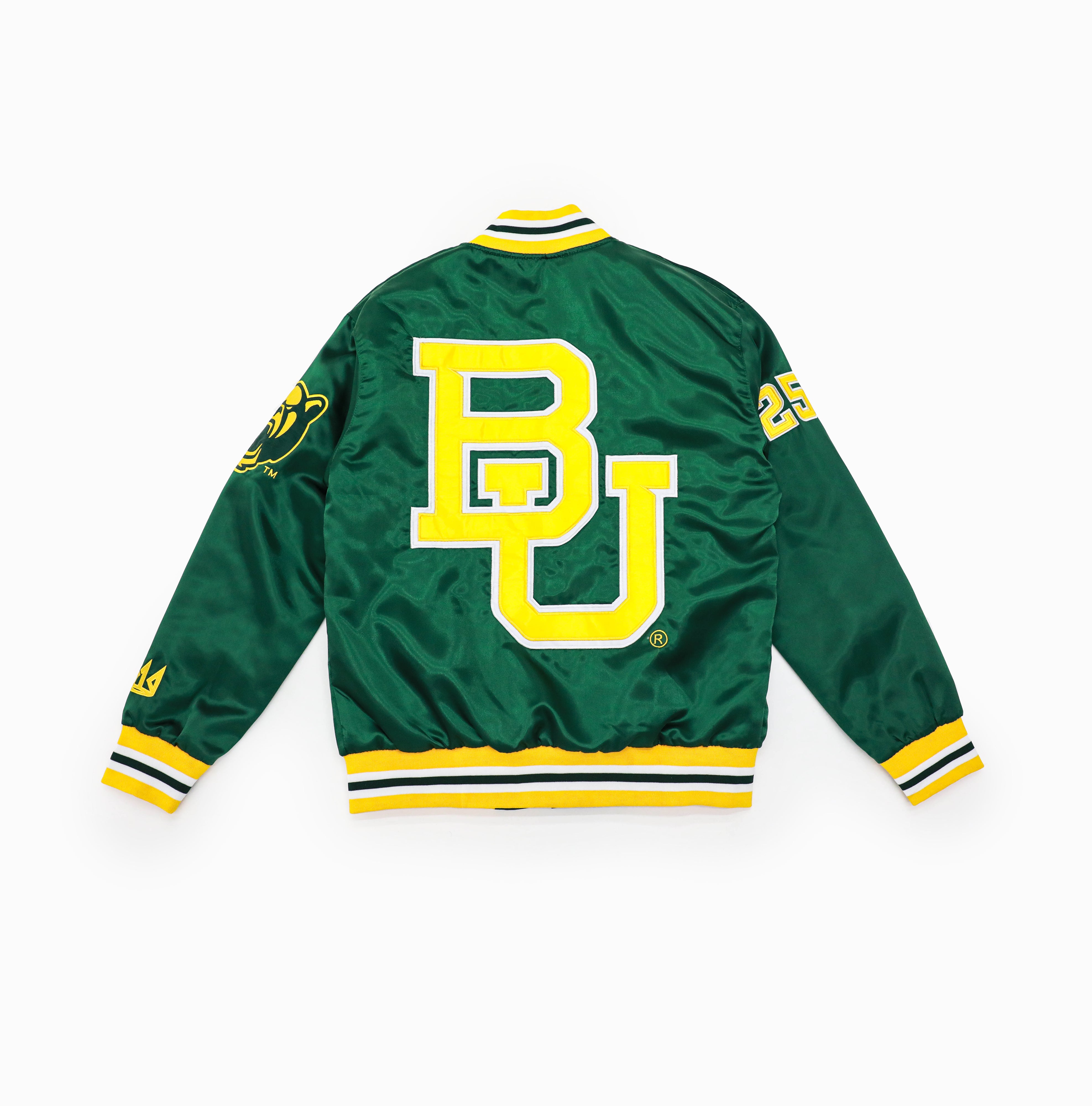 BAYLOR FULL-LENGTH SATIN VARSITY JACKET GREEN