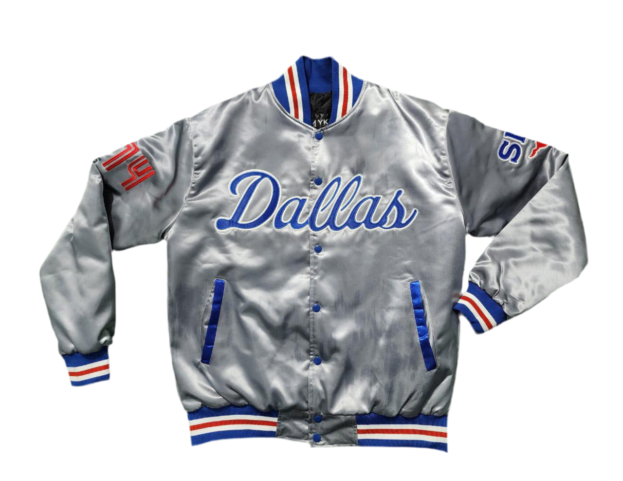 Smu/ YK1K SATIN VARSITY JACKET GREY