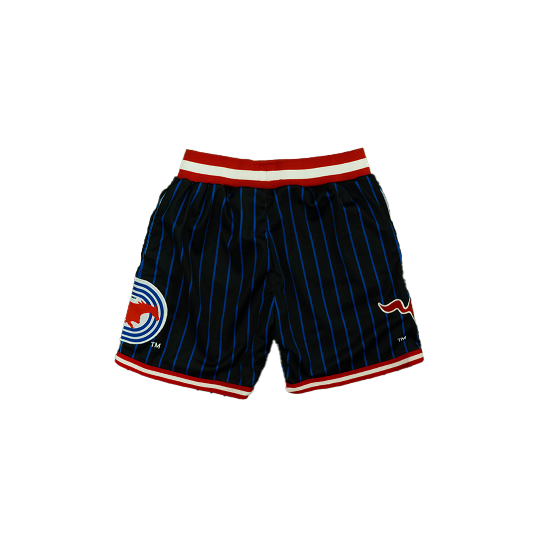 SMU Basketball Shorts Black Blue Pinstripes