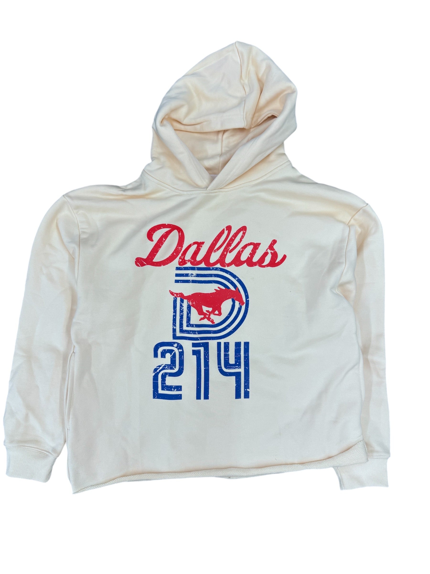 SMU MUSTANG DALLAS 214 HOODIE CREAM