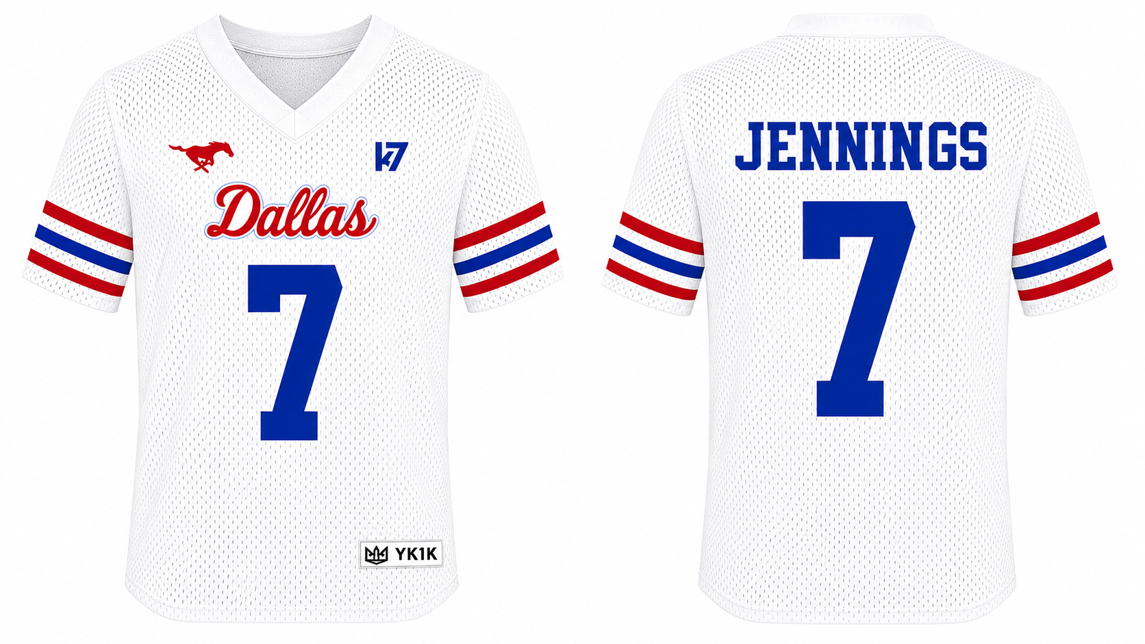 Youth Kevin Jennings K7 × YK1K Officially Licensed SMU White Jersey (PRE-ORDER)