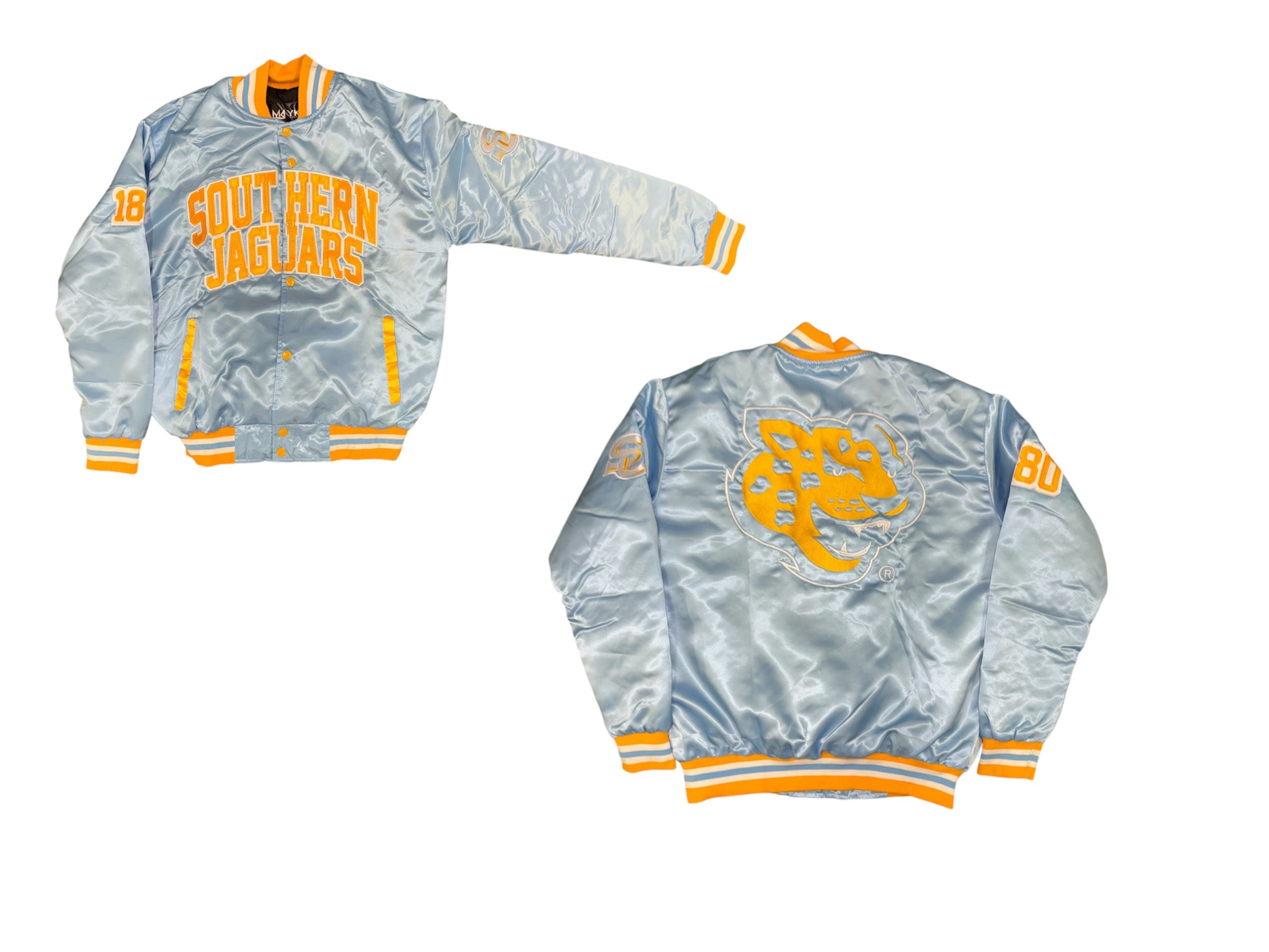 SOUTHERN UNIVERSITY YK1K SATIN VARSITY JACKET BABY BLUE